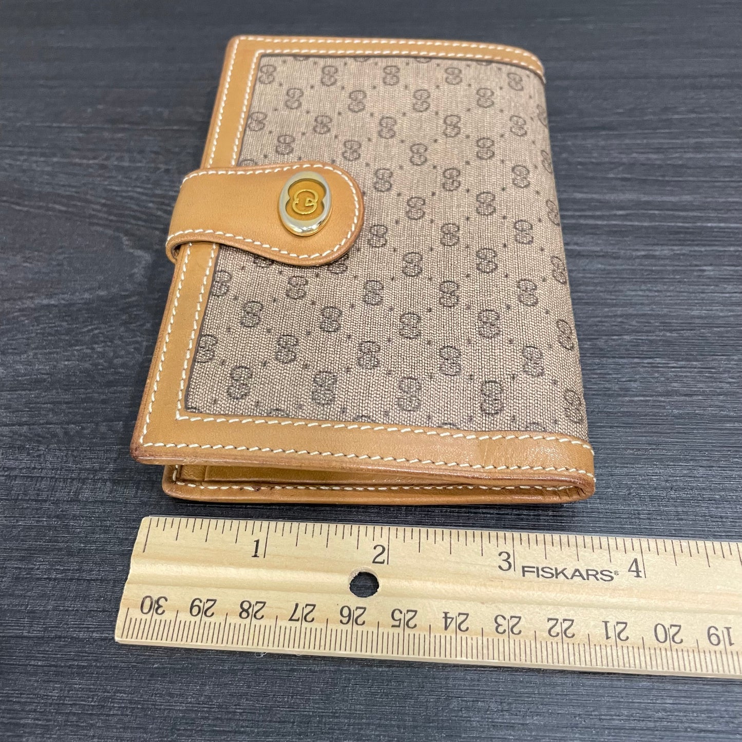 GUCCI GG Canvas Compact Wallet with Kiss Clasp