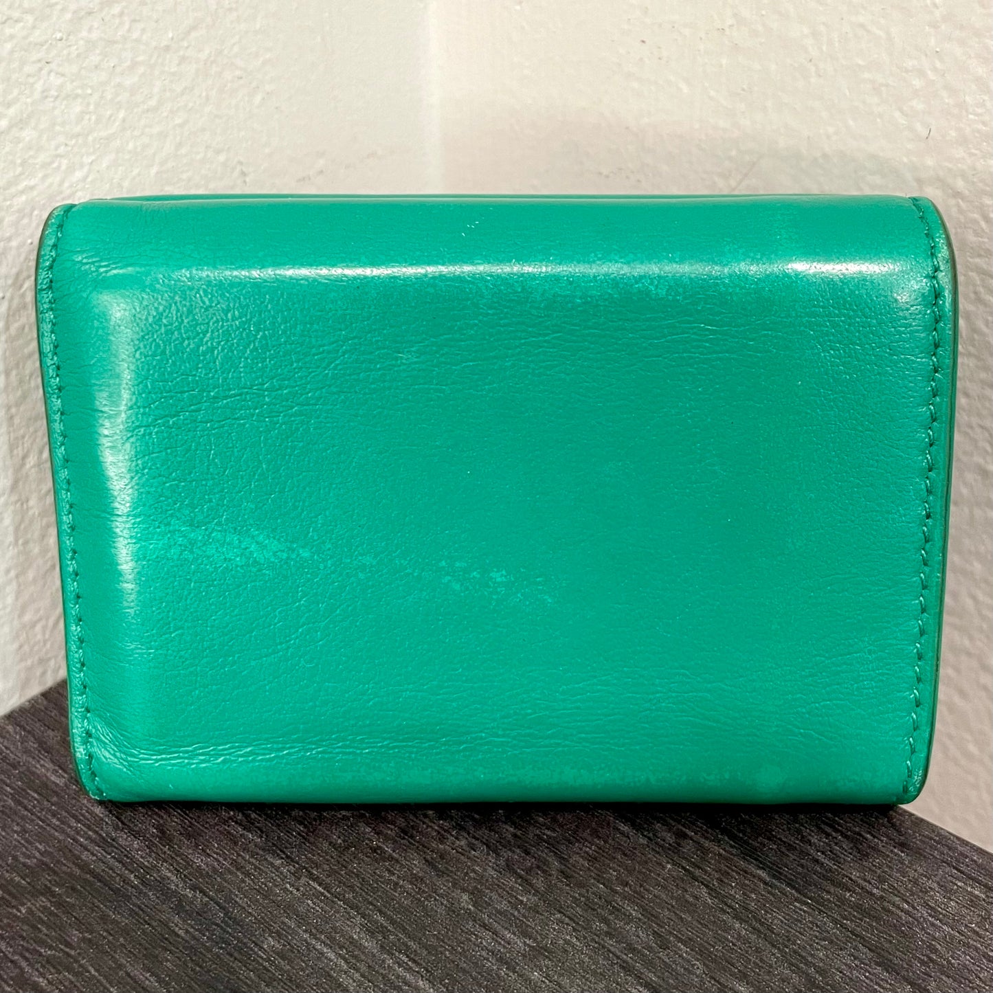 BALENCIAGA Sea Green Mini Leather Wallet