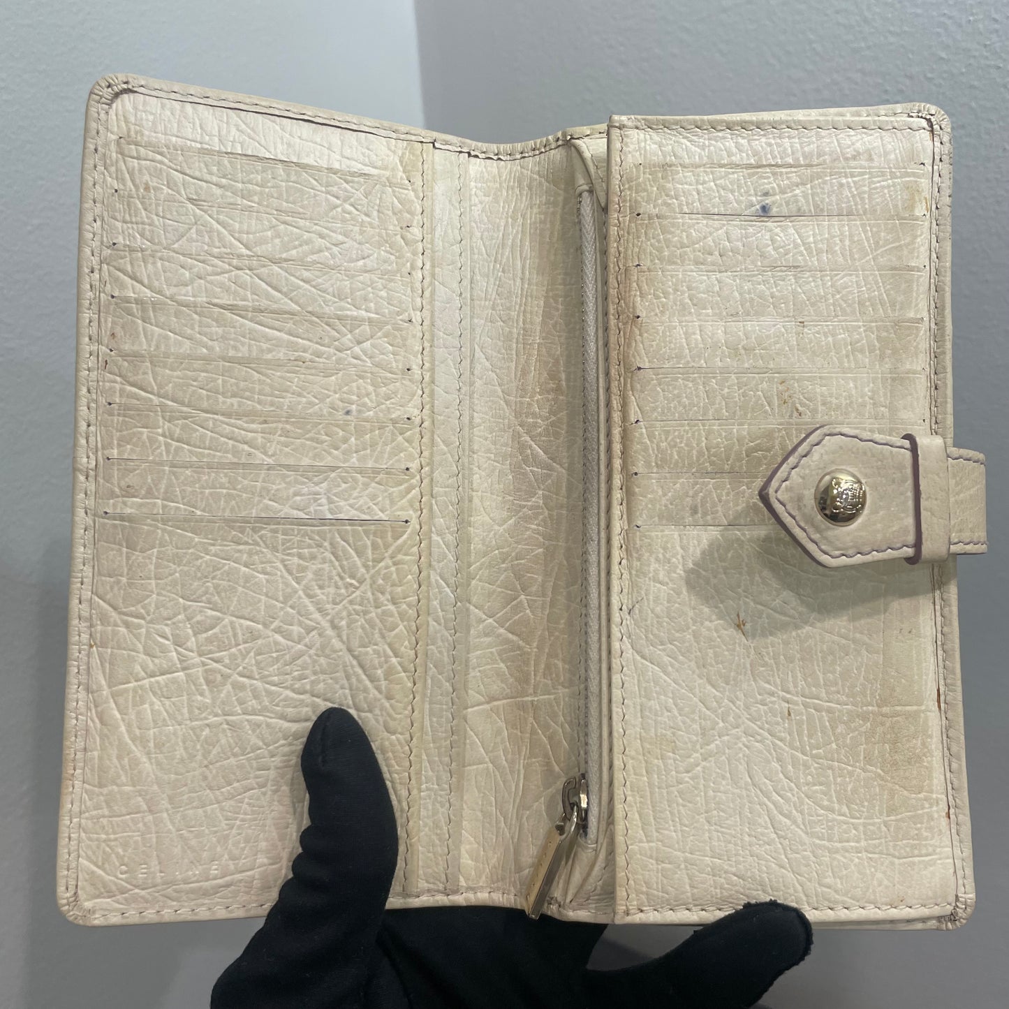 CELINE Blush Canvas Long Wallet