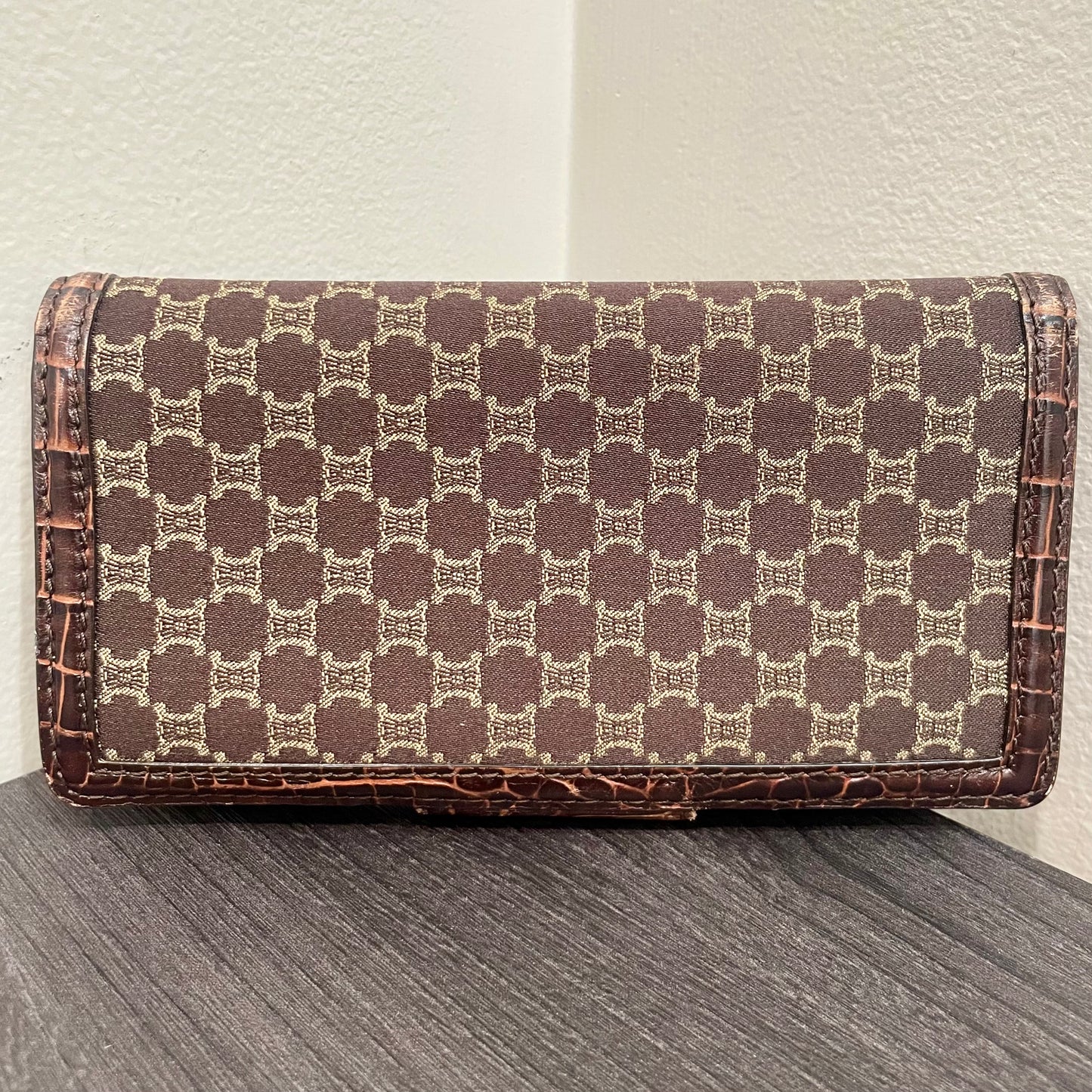 CELINE Brown Canvas Long Wallet
