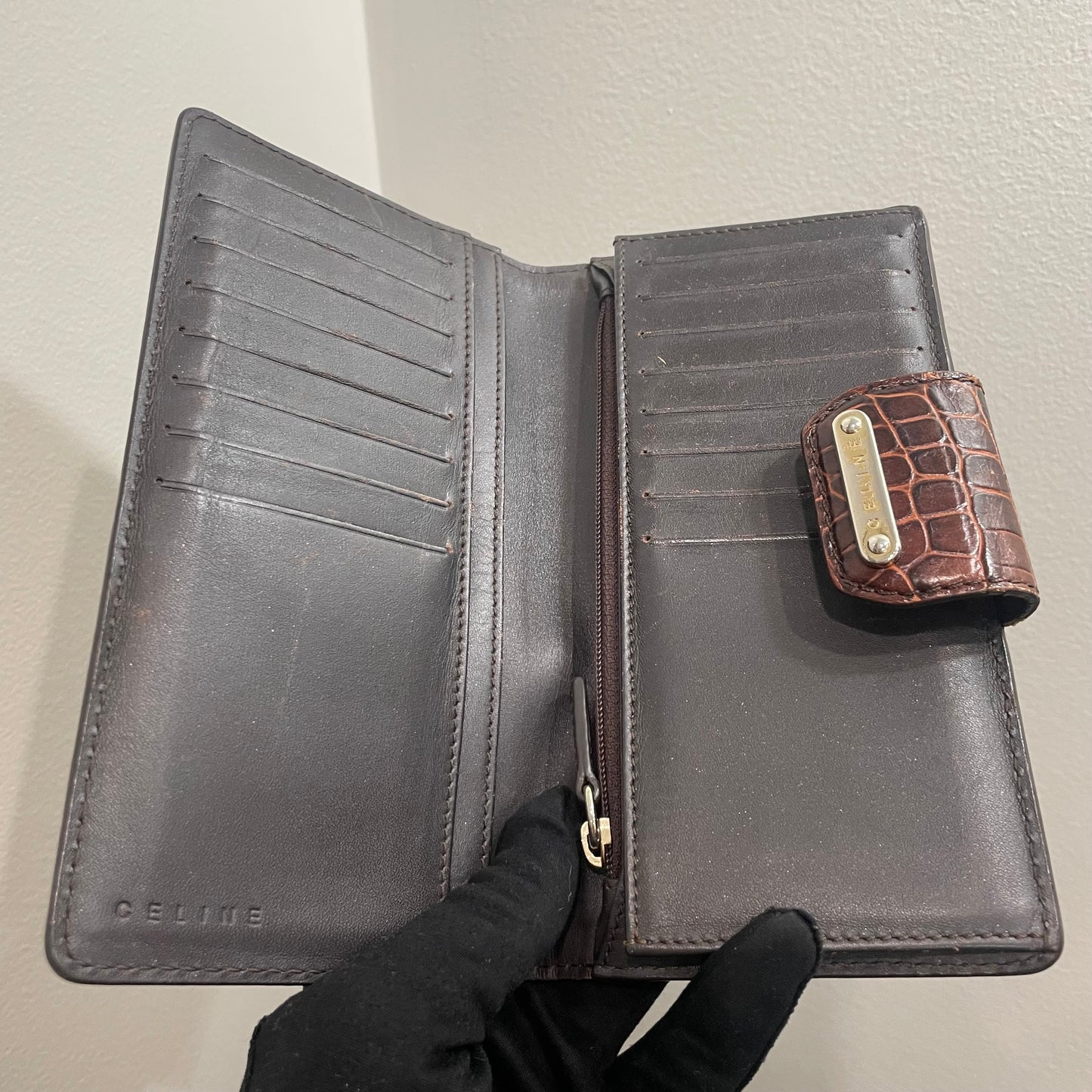 CELINE Brown Canvas Long Wallet
