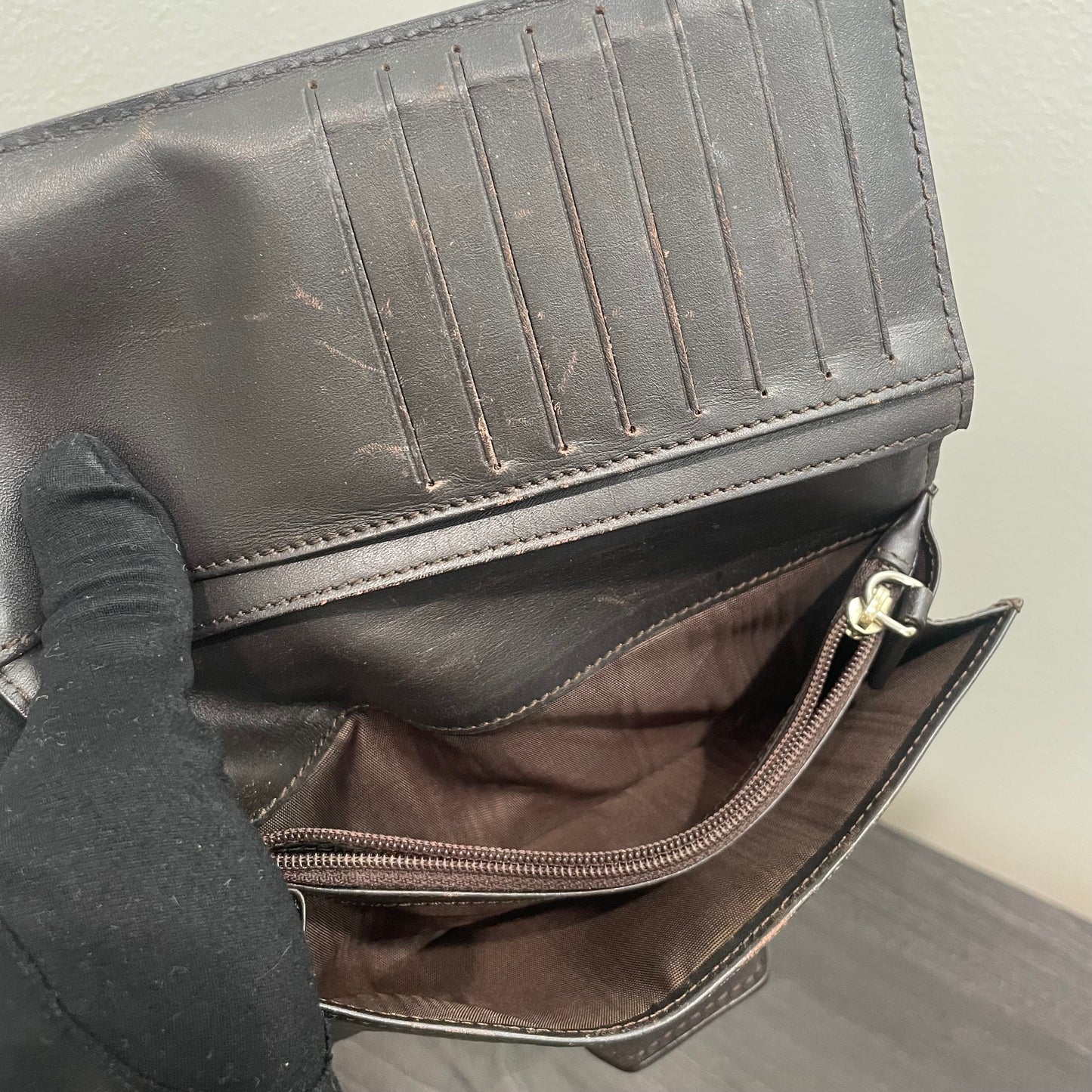CELINE Brown Canvas Long Wallet