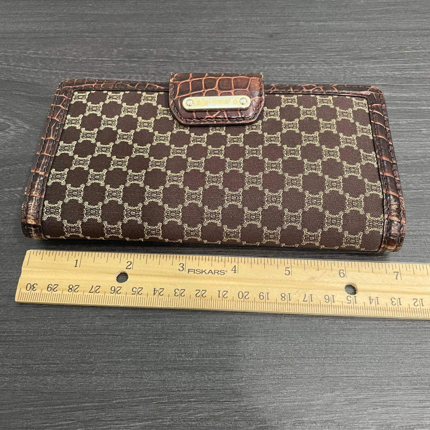 CELINE Brown Canvas Long Wallet