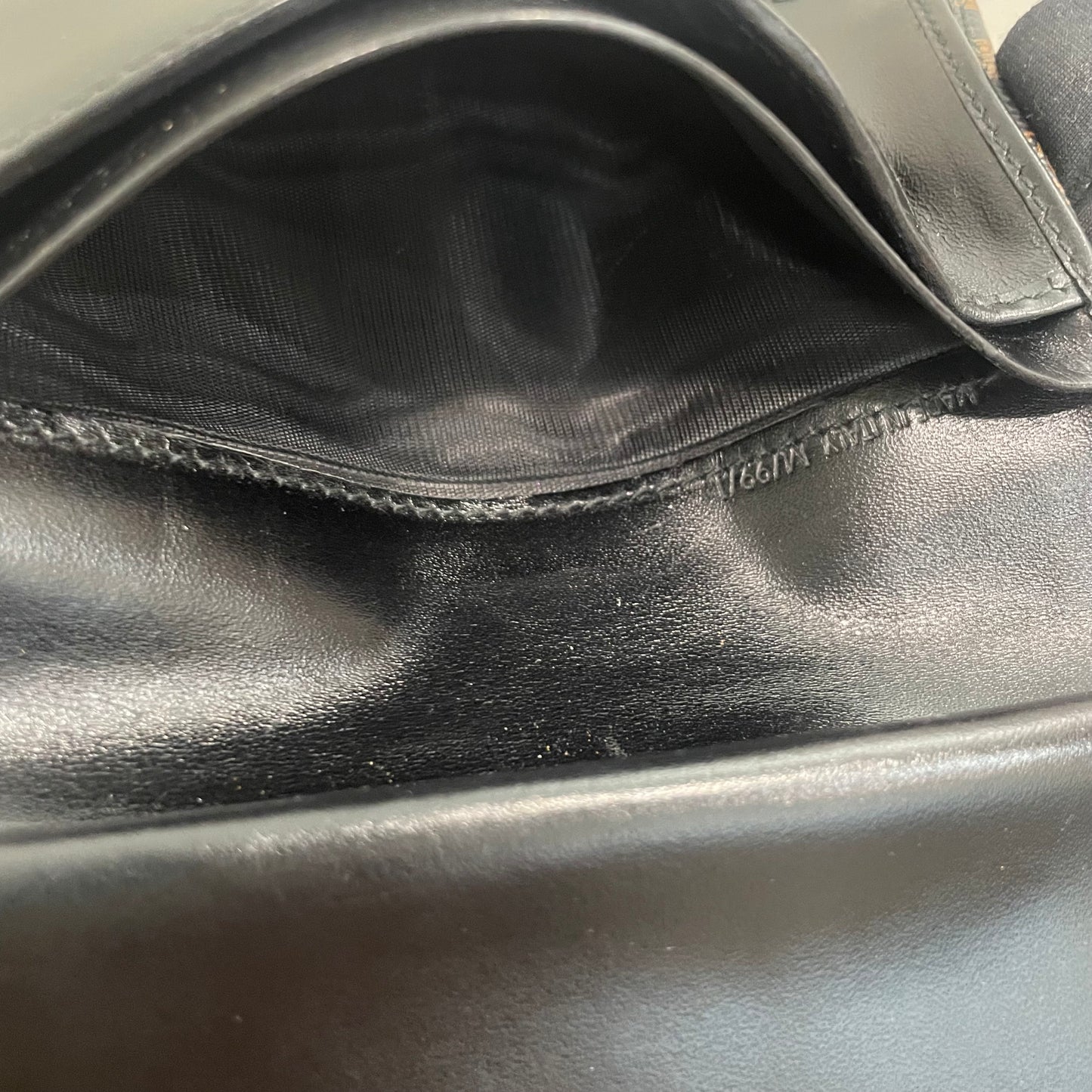CELINE Brown Leather Wallet with Kiss Clasp