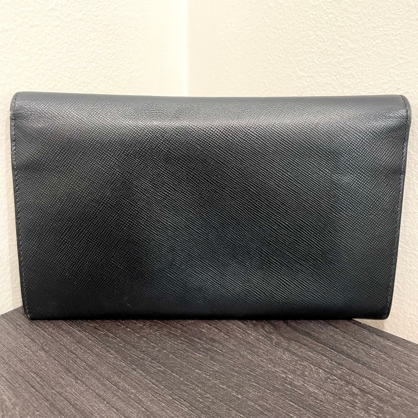 PRADA Black Leather Large Wallet