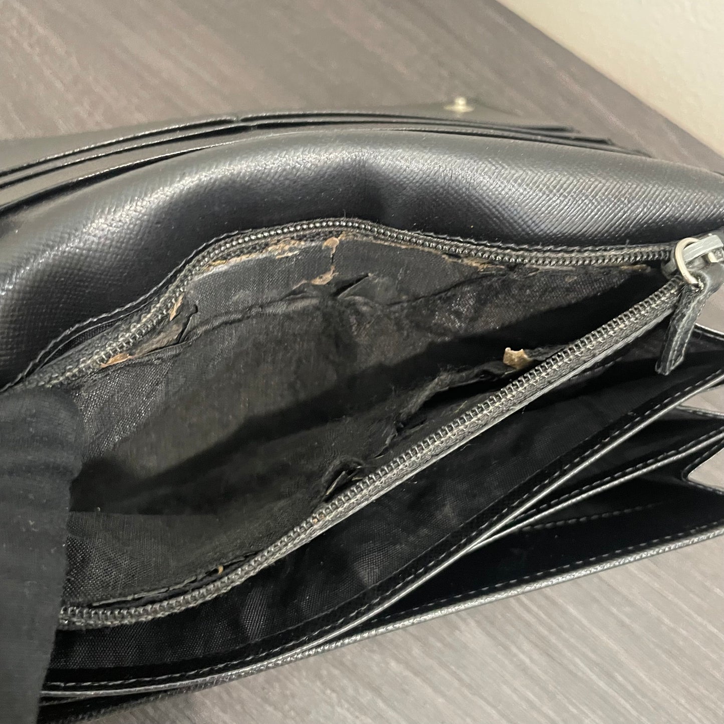 PRADA Black Leather Large Wallet