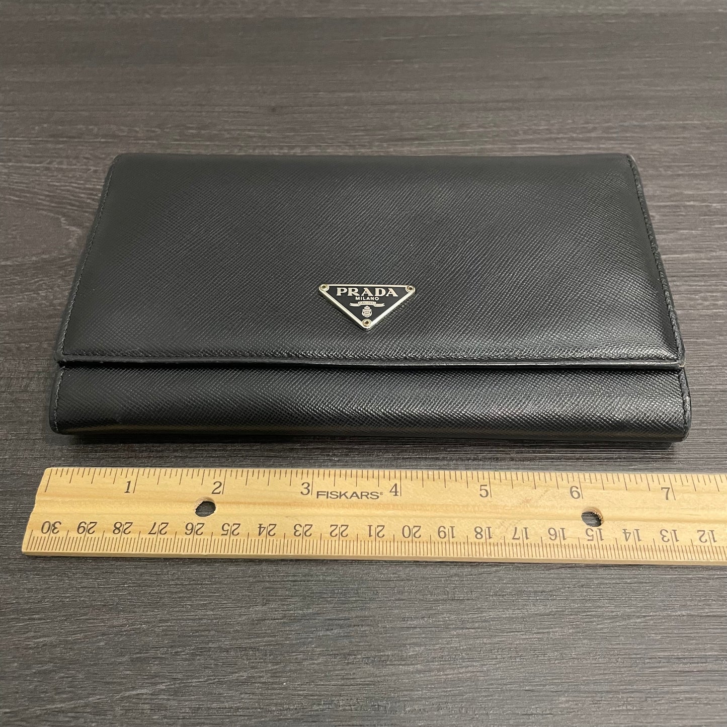 PRADA Black Leather Large Wallet