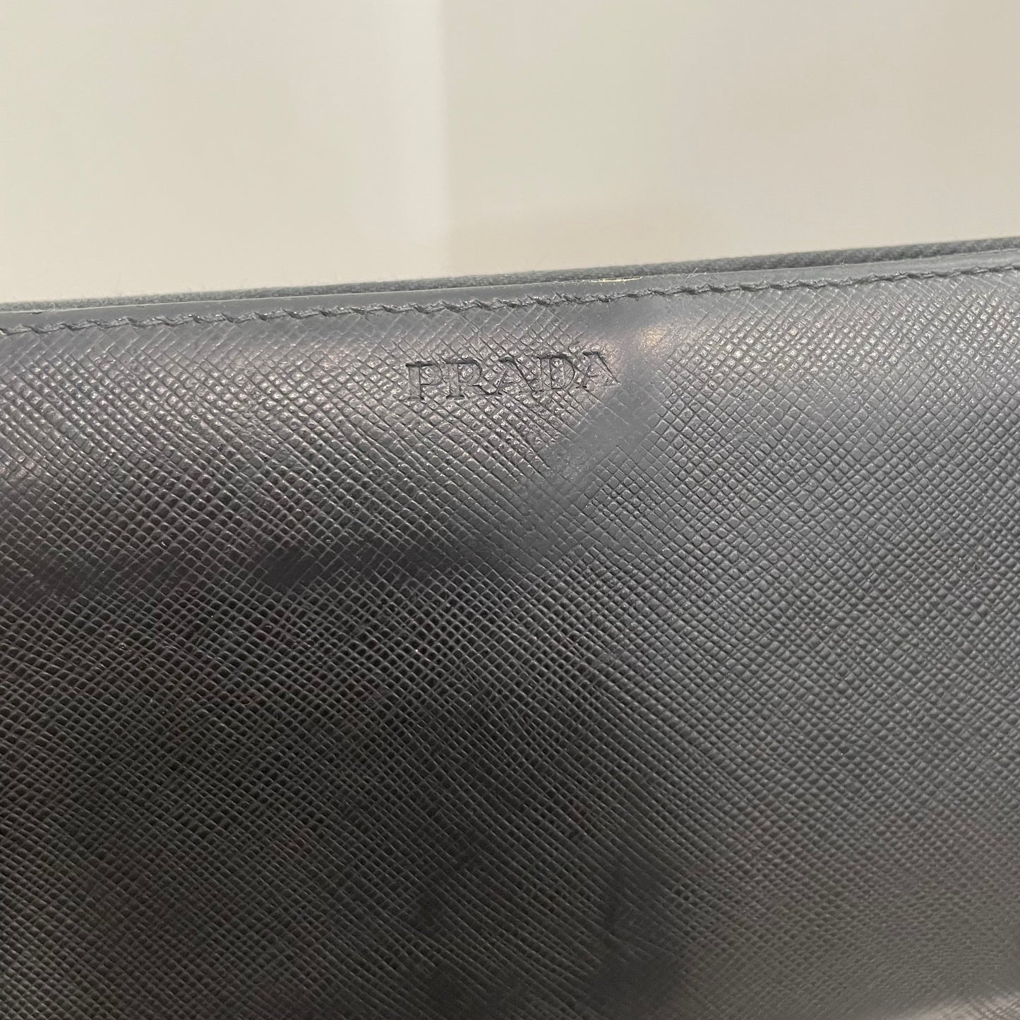 PRADA Black Leather Zippy Wallet