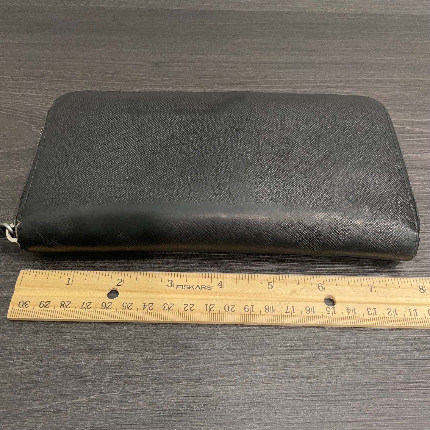PRADA Black Leather Zippy Wallet