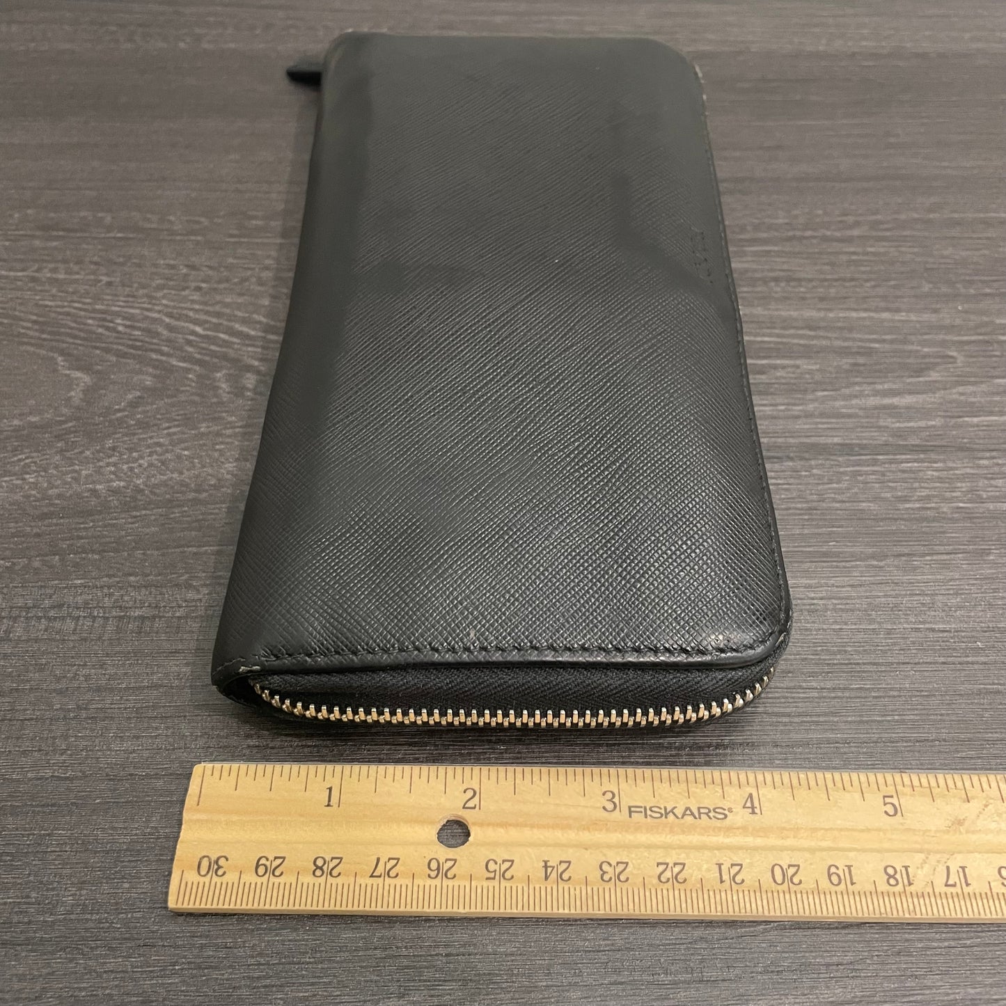 PRADA Black Leather Zippy Wallet