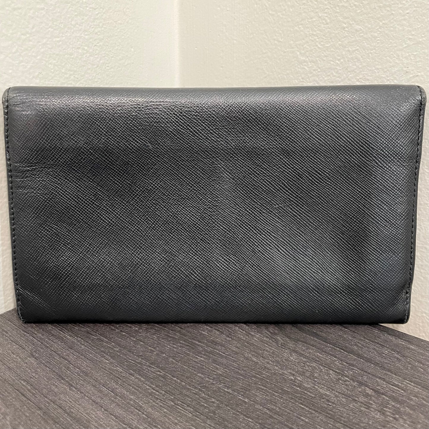 PRADA Black Leather Large Wallet
