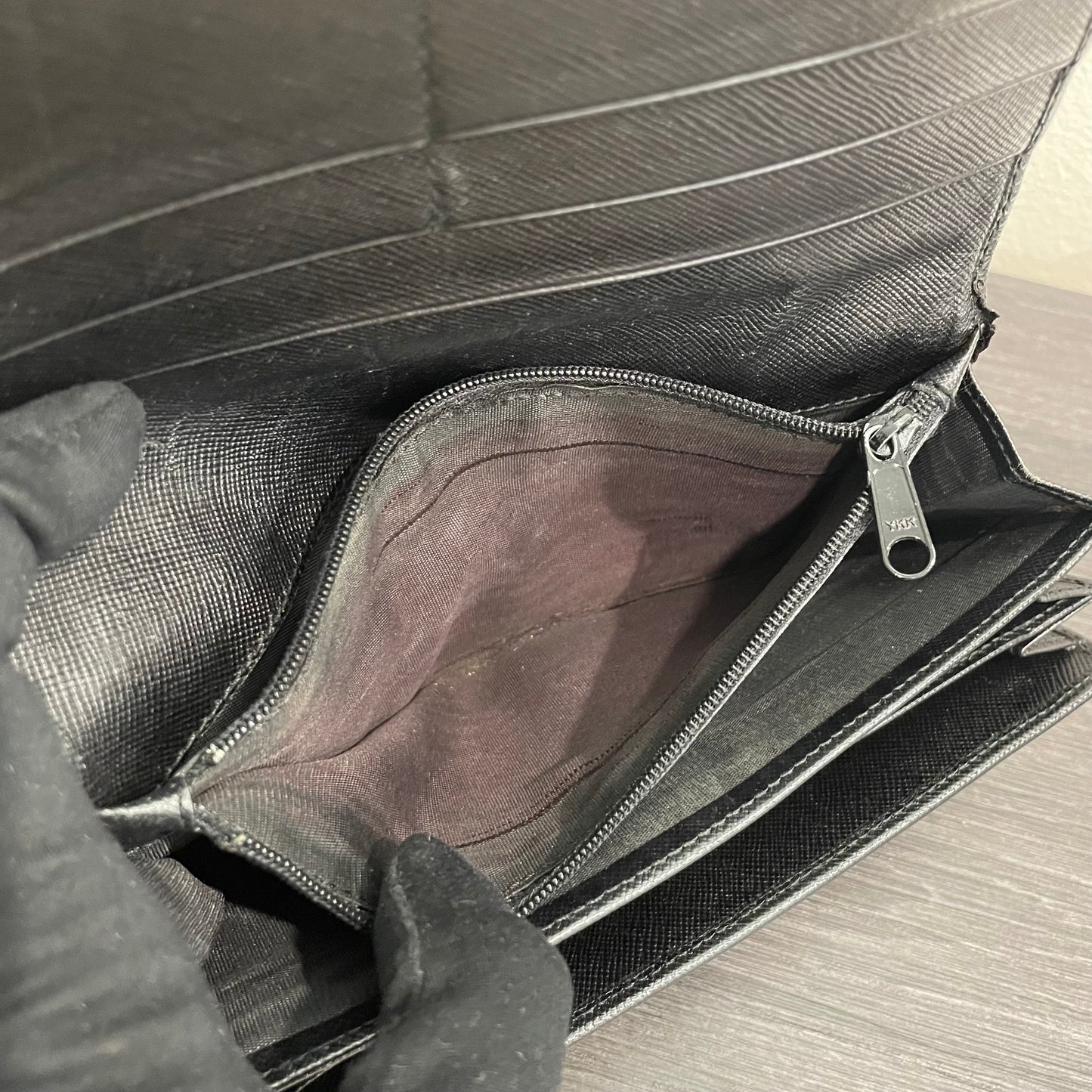 PRADA Black Leather Large Wallet