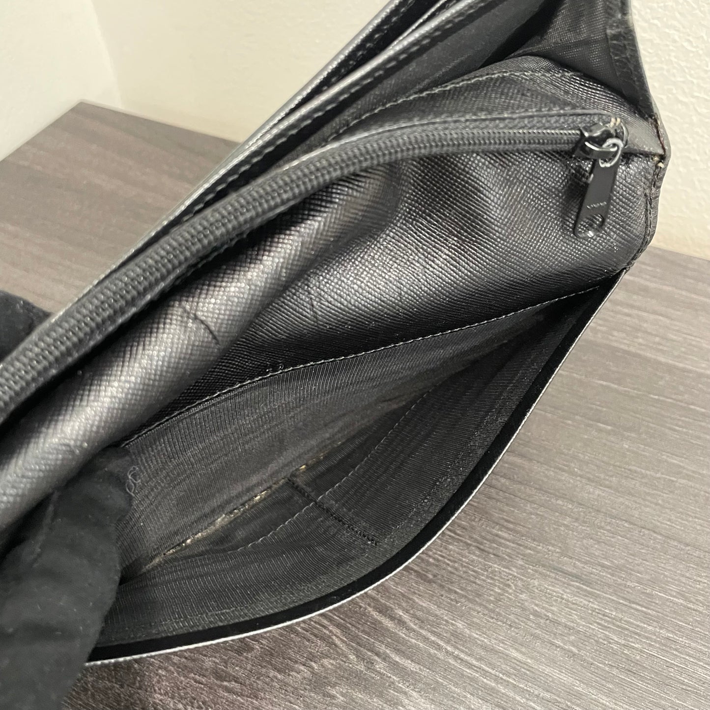 PRADA Black Leather Large Wallet