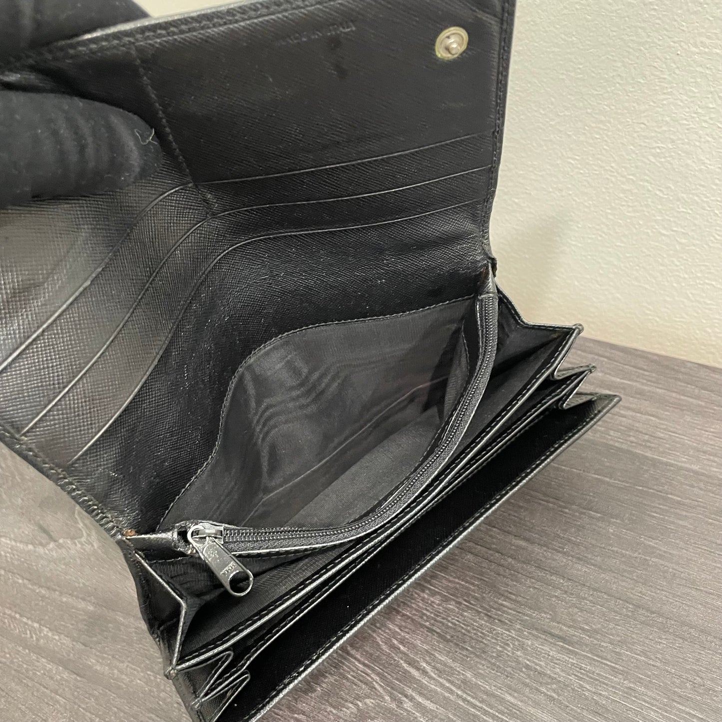 PRADA Black Leather Large Wallet
