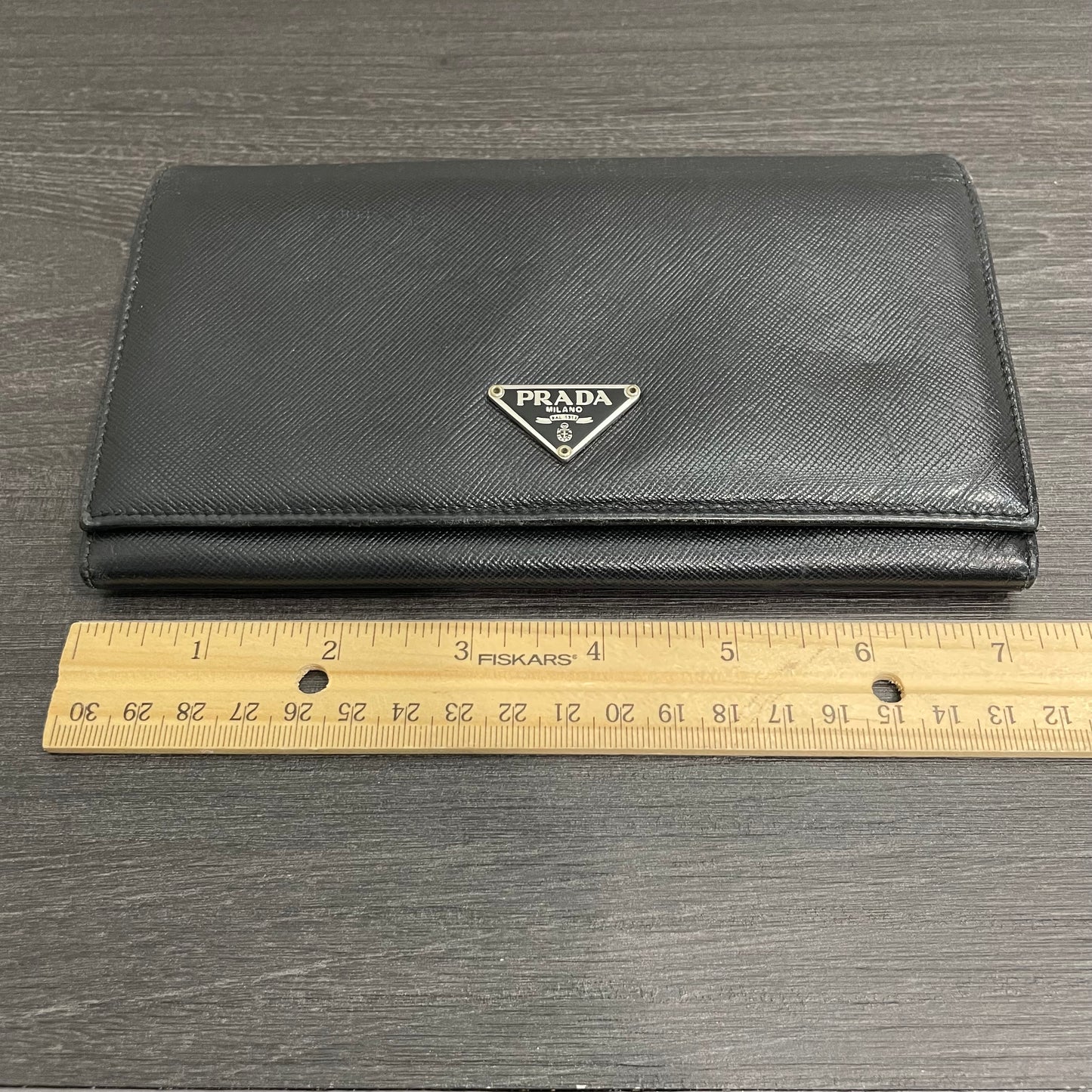 PRADA Black Leather Large Wallet