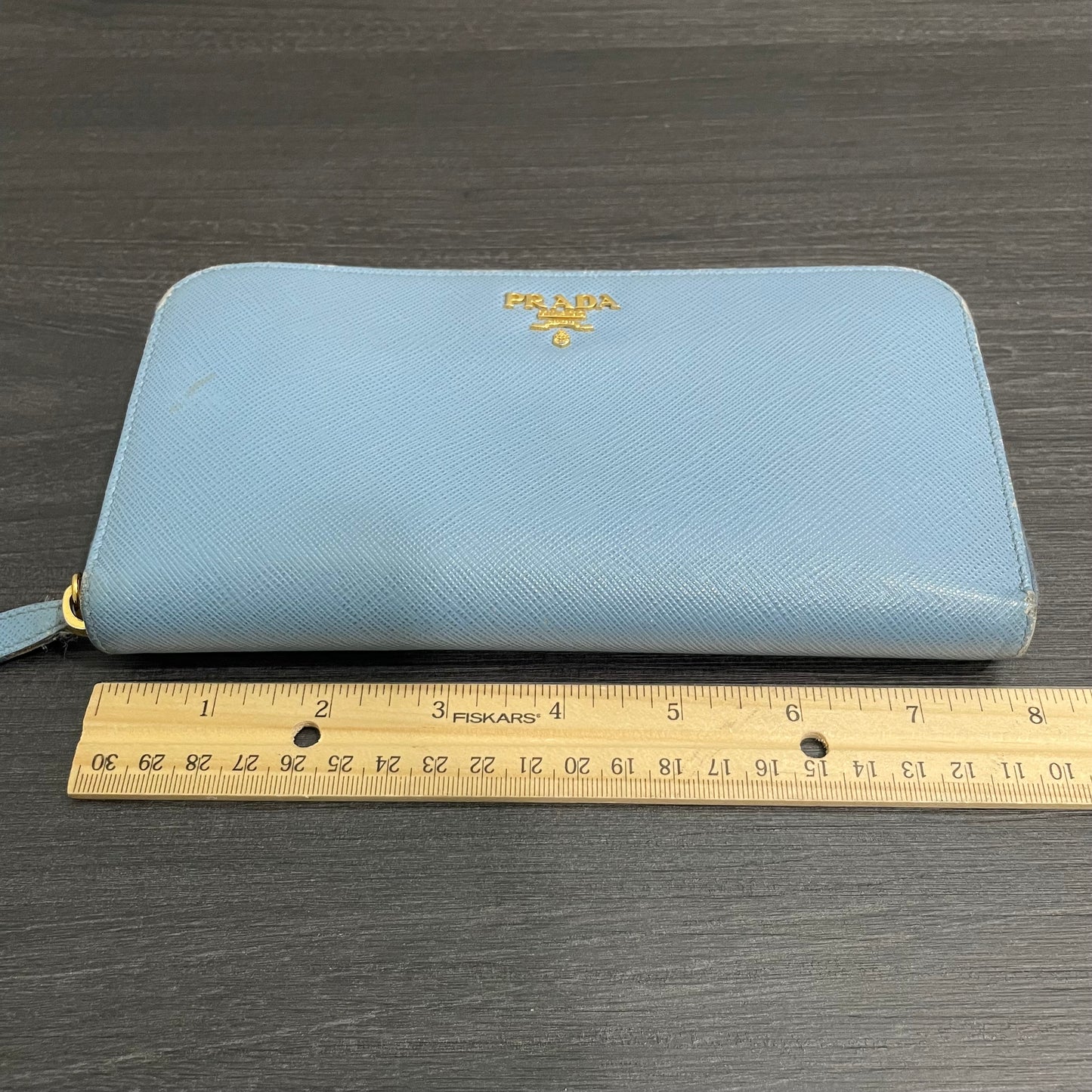 PRADA Blue Leather Zippy Wallet