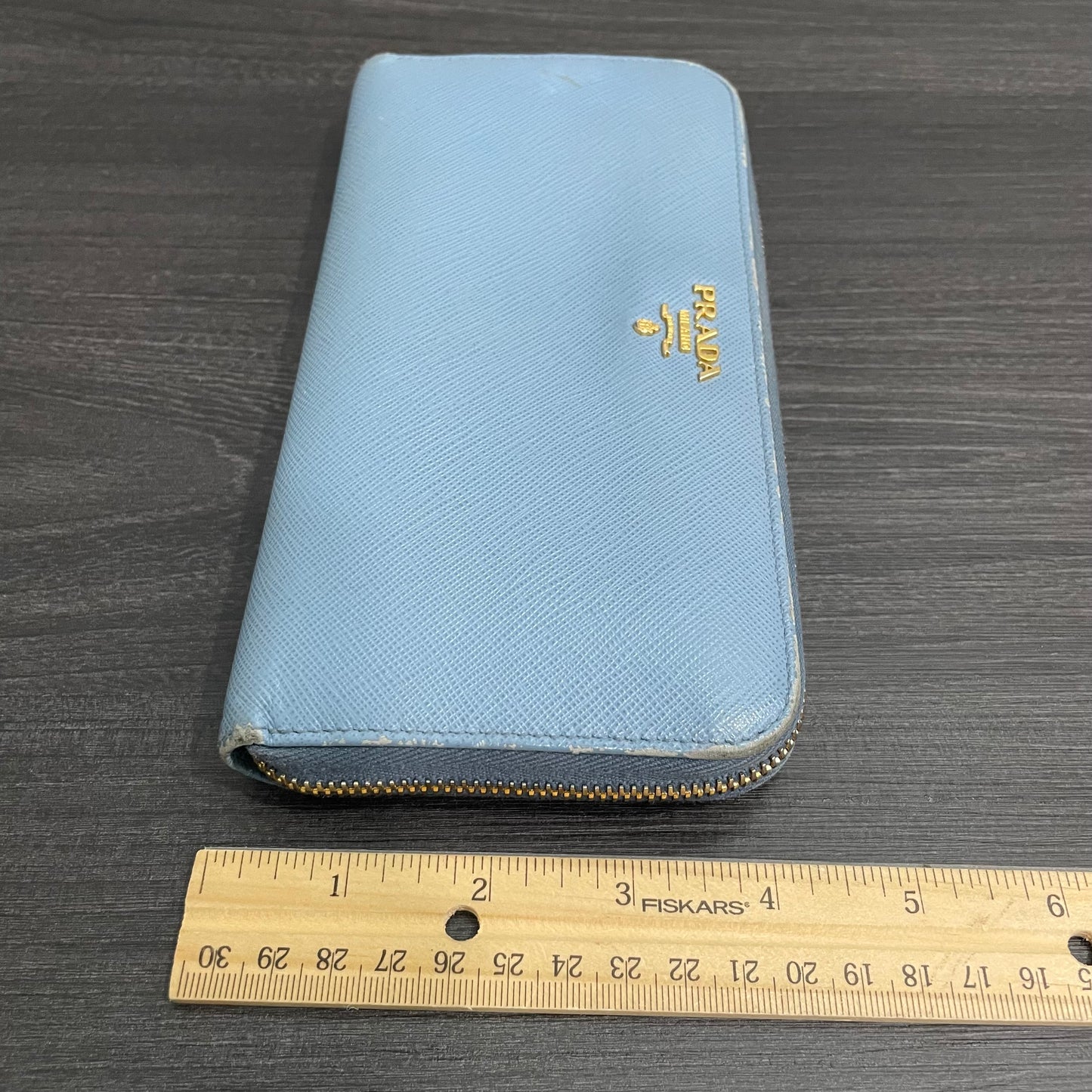 PRADA Blue Leather Zippy Wallet