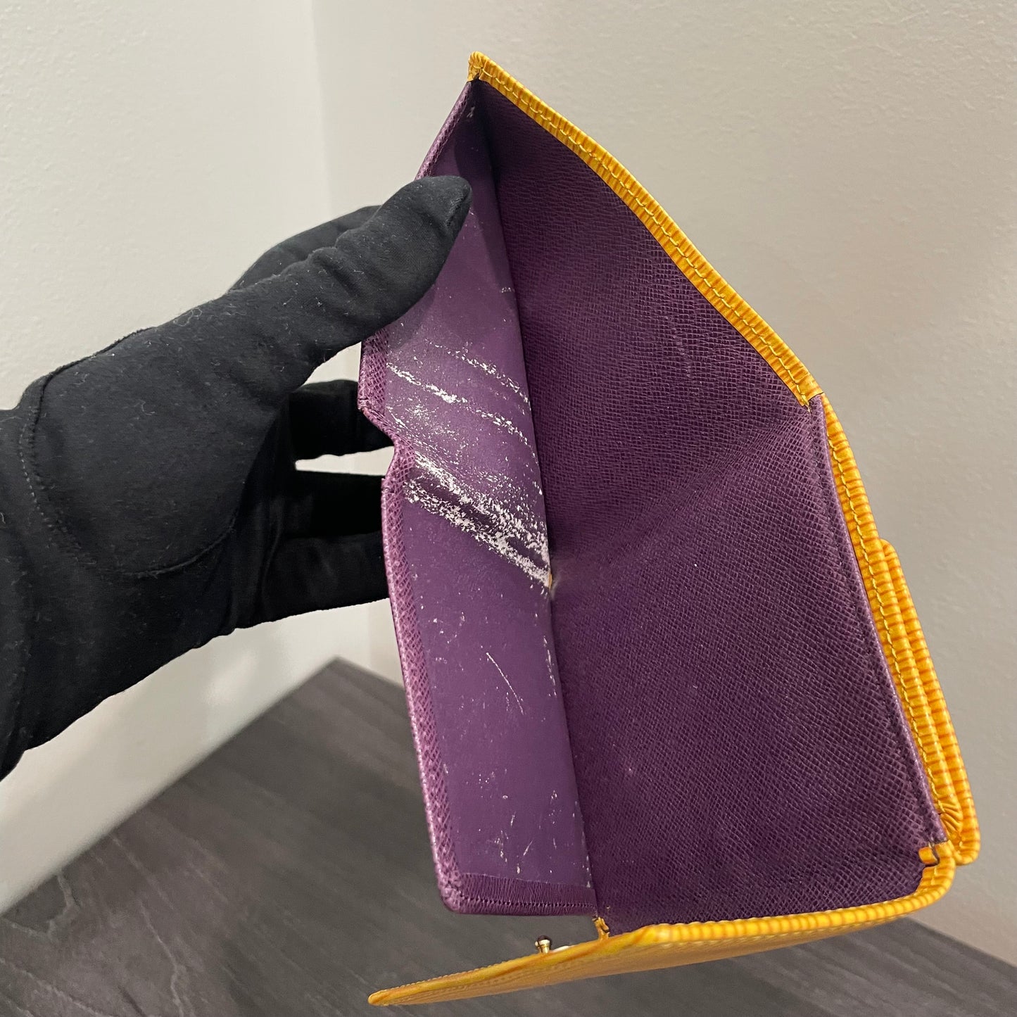 LOUIS VUITTON Yellow Epi Leather Compact Wallet
