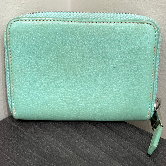 TIFFANY & Co. Blue Leather Mini Zippy Wallet