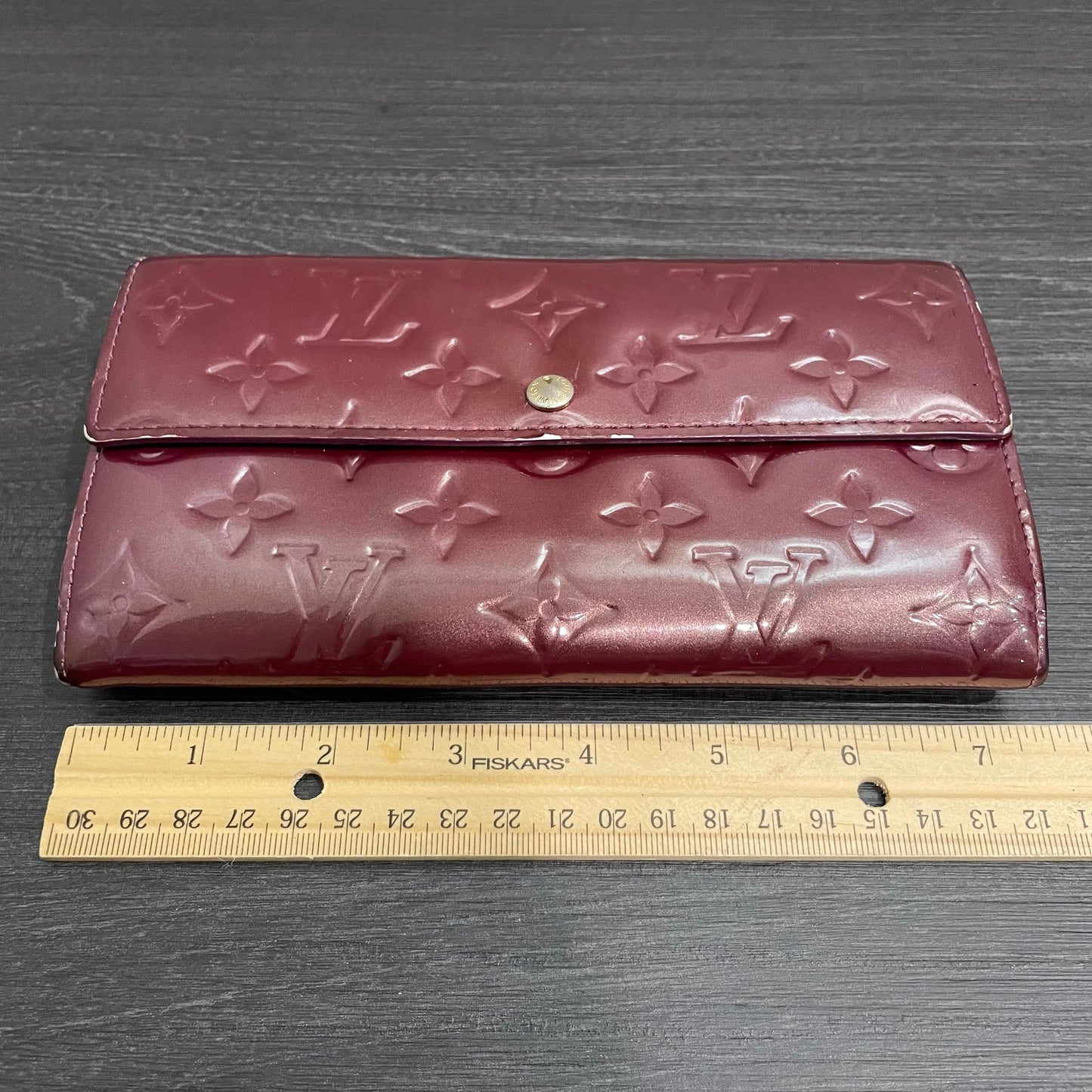 LOUIS VUITTON Plum Vernis Leather Long Wallet