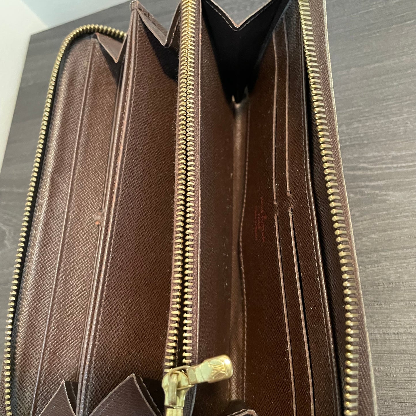 SOLD! Louis Vuitton Damier Ebene Zippy Wallet
