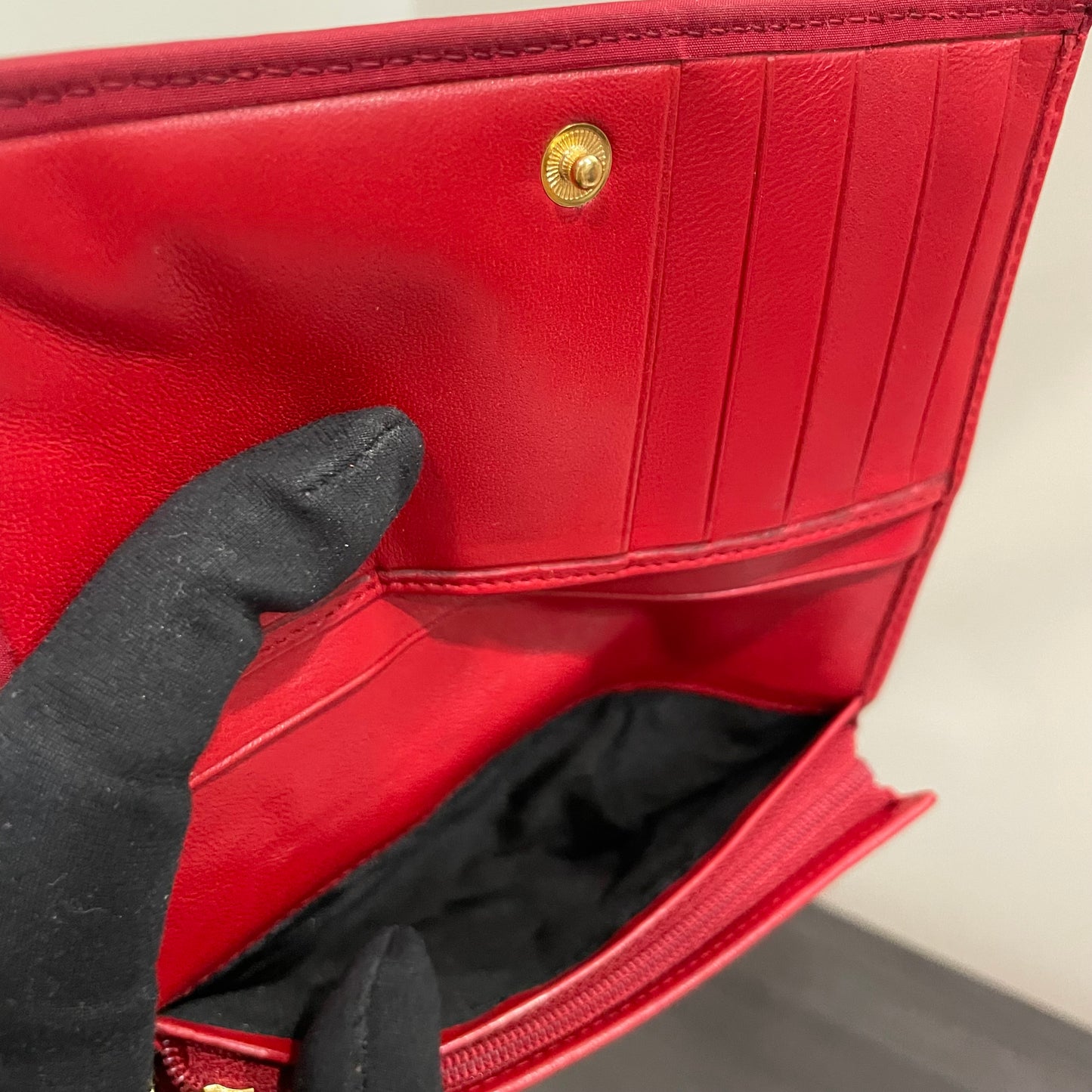 CHRISTIAN DIOR Red Quilted Wallet