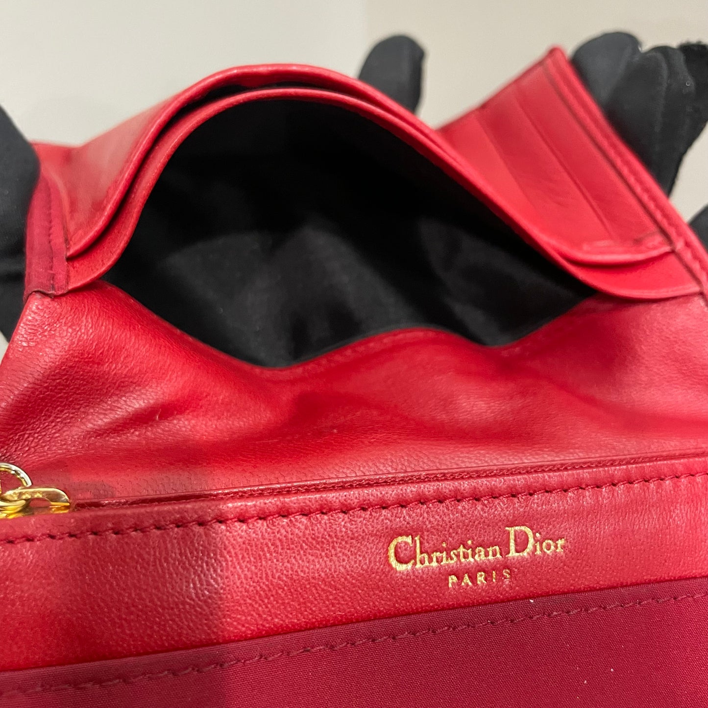 CHRISTIAN DIOR Red Quilted Wallet