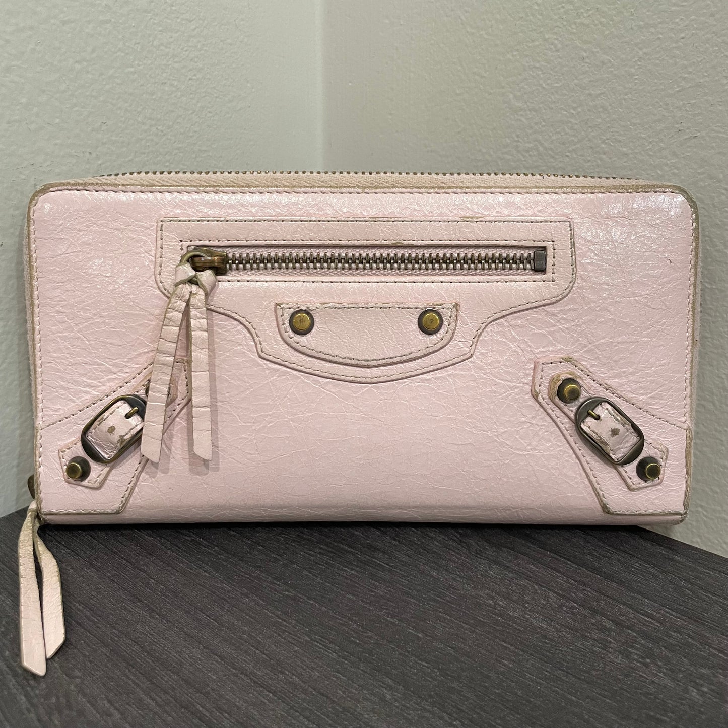 BALENCIAGA Pink Leather Long Wallet
