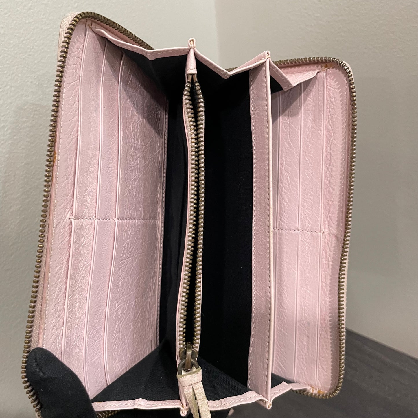 BALENCIAGA Pink Leather Long Wallet