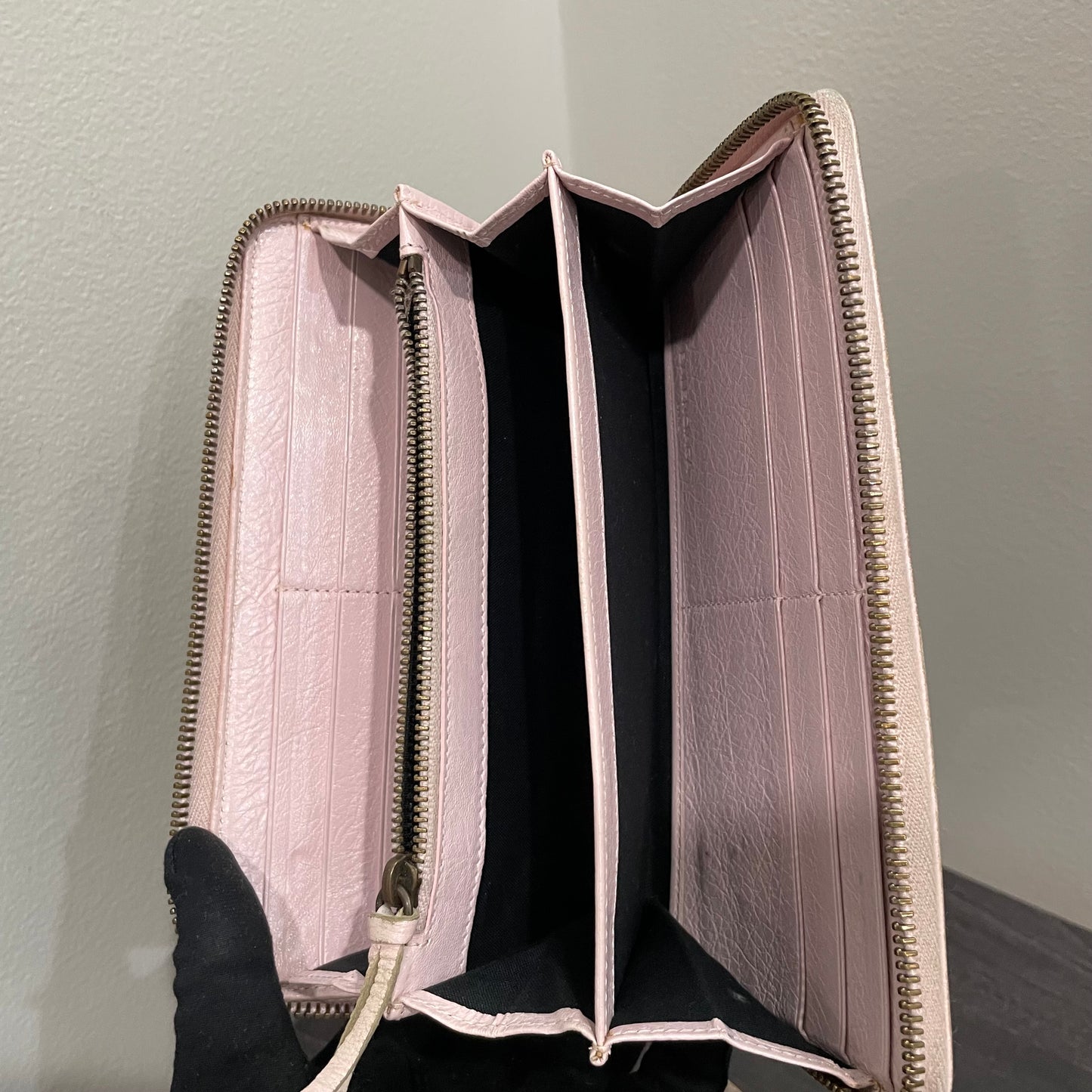 BALENCIAGA Pink Leather Long Wallet
