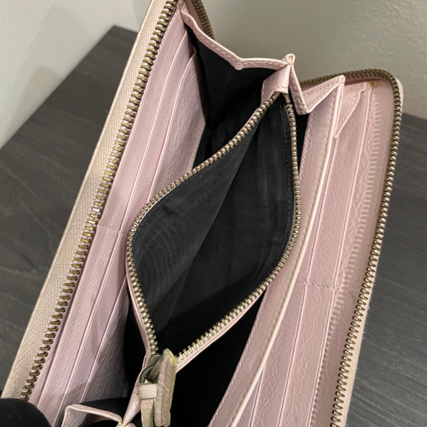BALENCIAGA Pink Leather Long Wallet