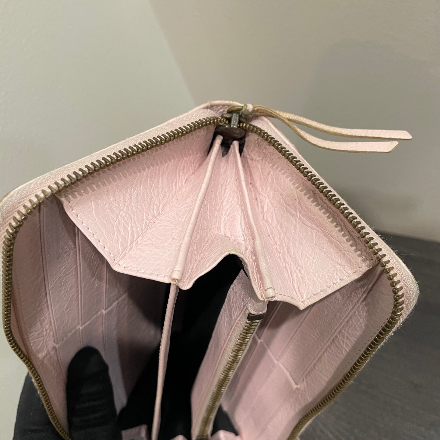 BALENCIAGA Pink Leather Long Wallet