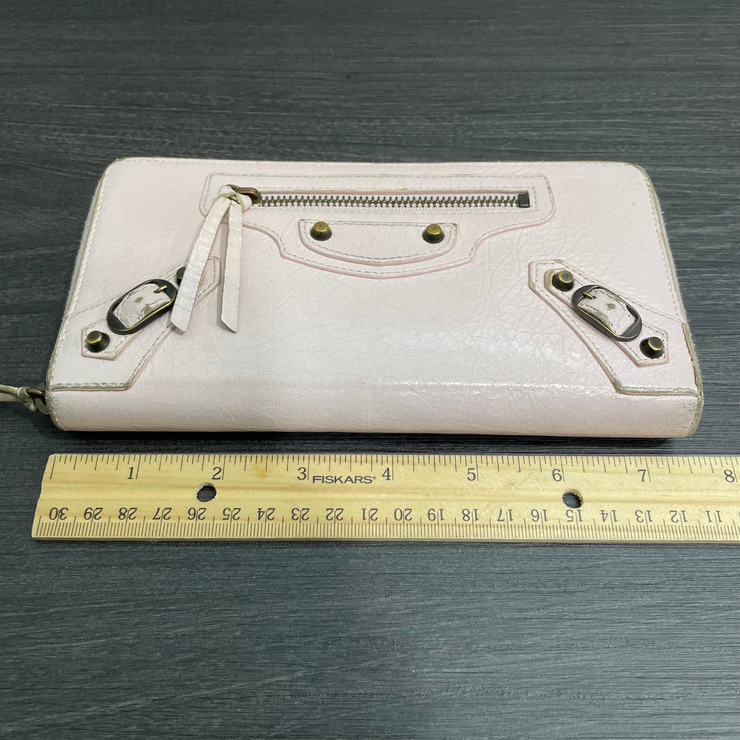 BALENCIAGA Pink Leather Long Wallet