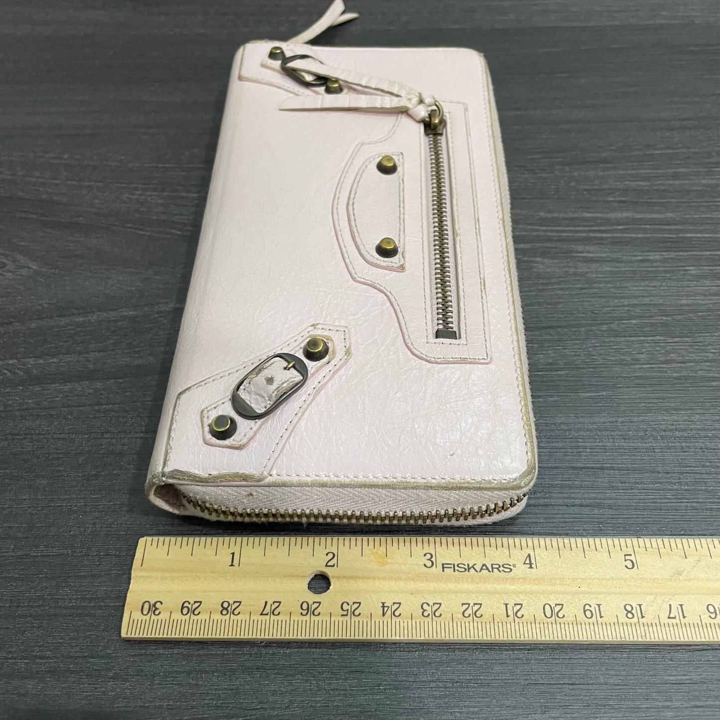 BALENCIAGA Pink Leather Long Wallet