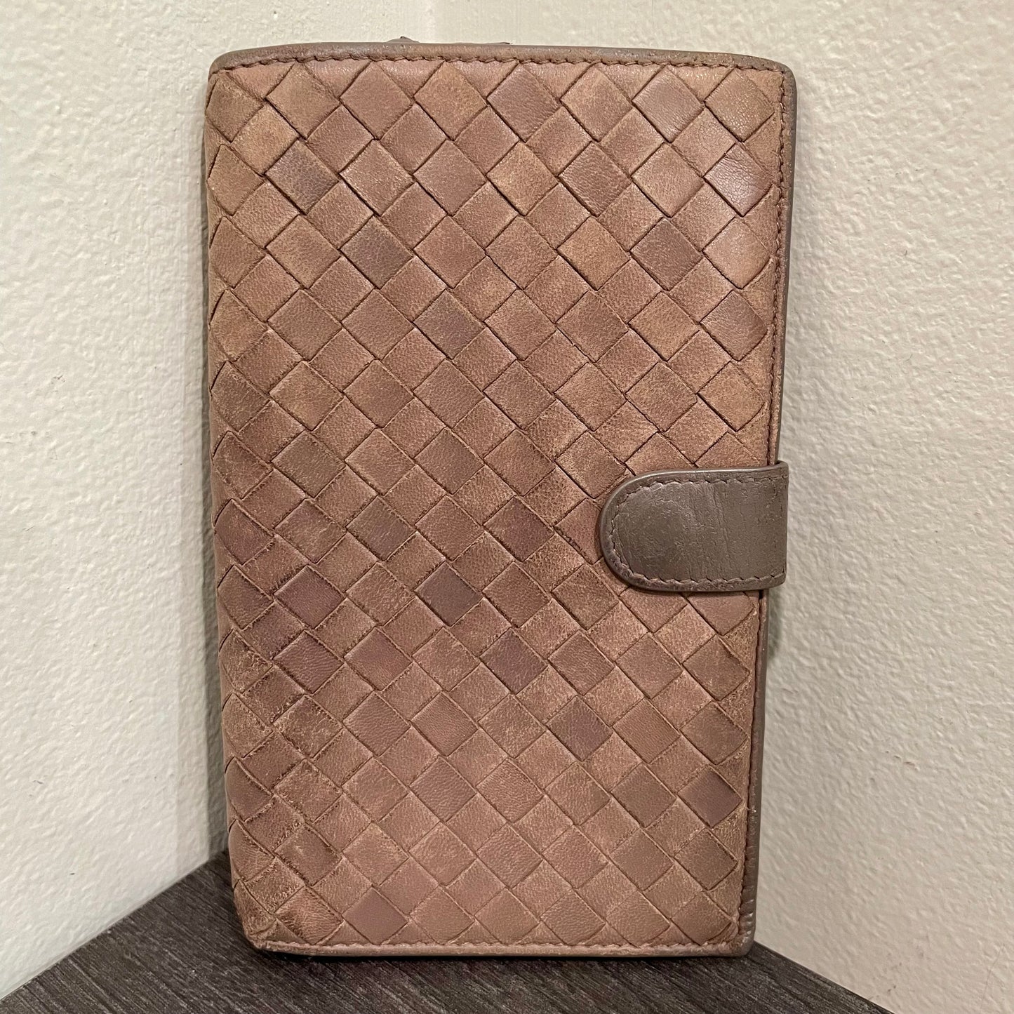 BOTTEGA VENETA Brown Weave Leather Wallet