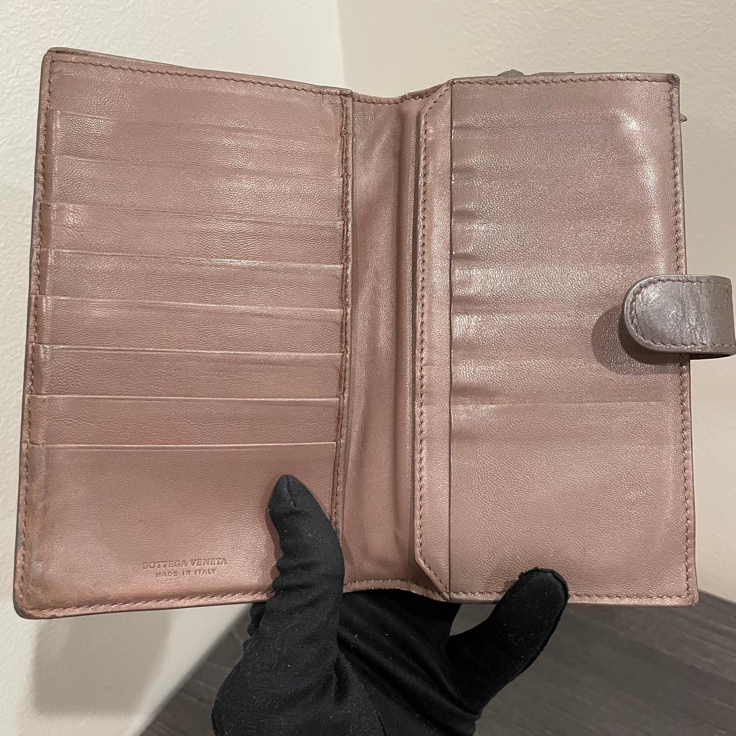 BOTTEGA VENETA Brown Weave Leather Wallet