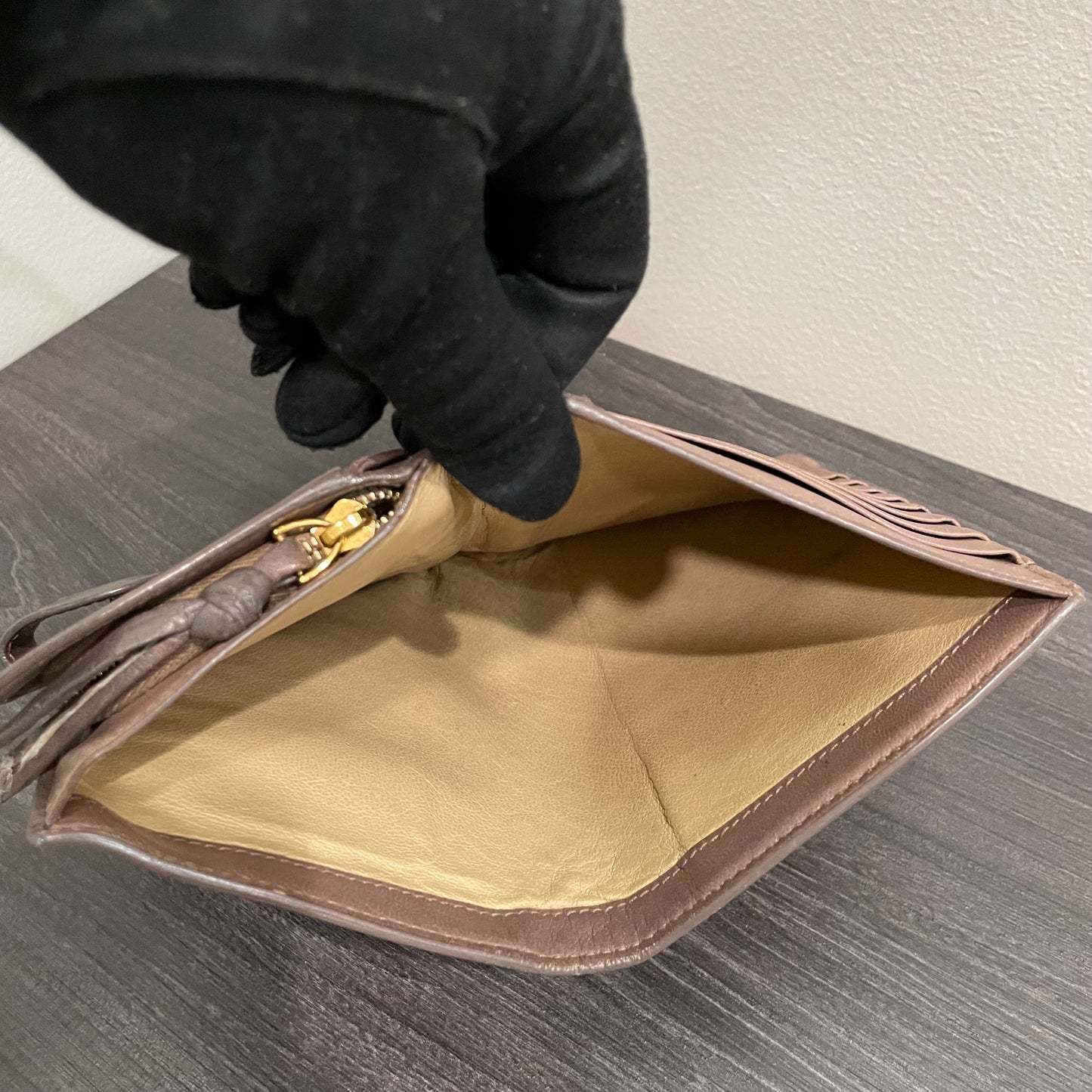 BOTTEGA VENETA Brown Weave Leather Wallet