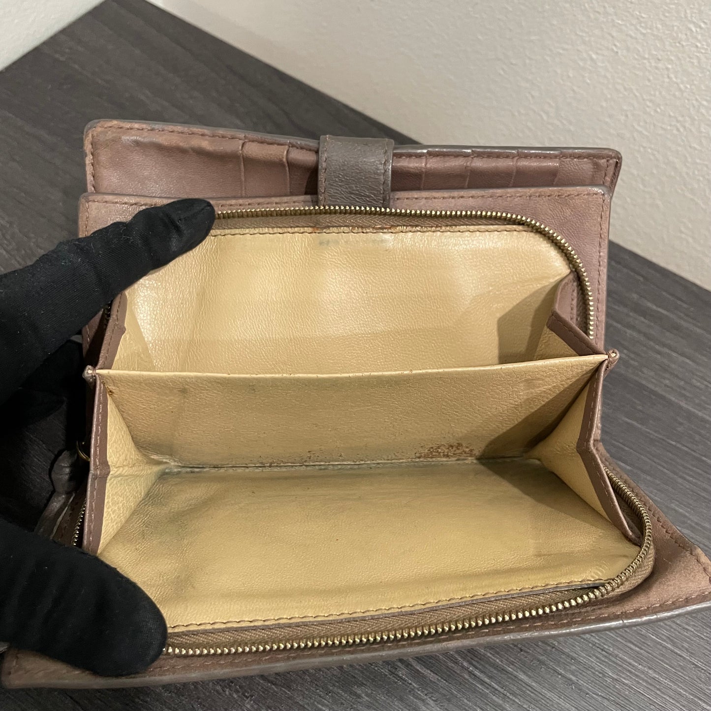 BOTTEGA VENETA Brown Weave Leather Wallet