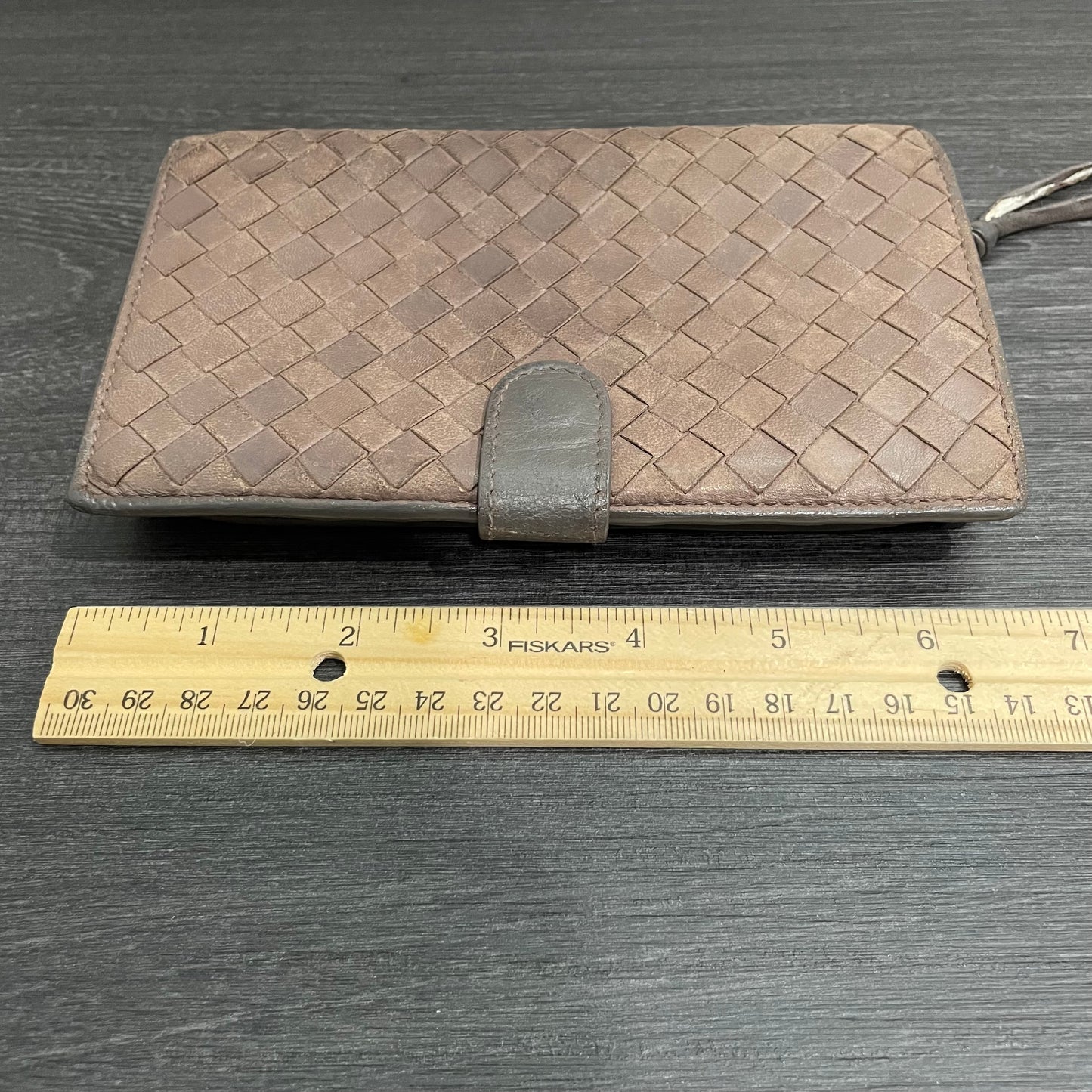 BOTTEGA VENETA Brown Weave Leather Wallet