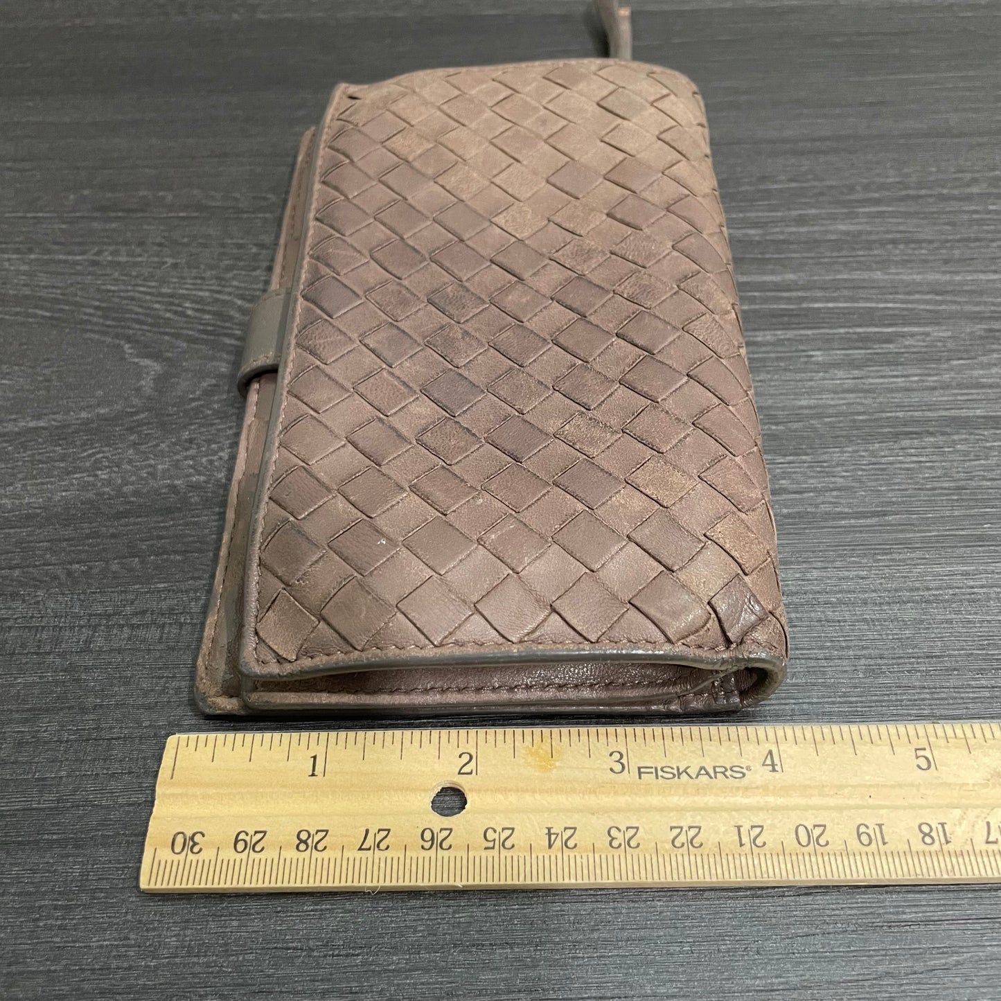 BOTTEGA VENETA Brown Weave Leather Wallet