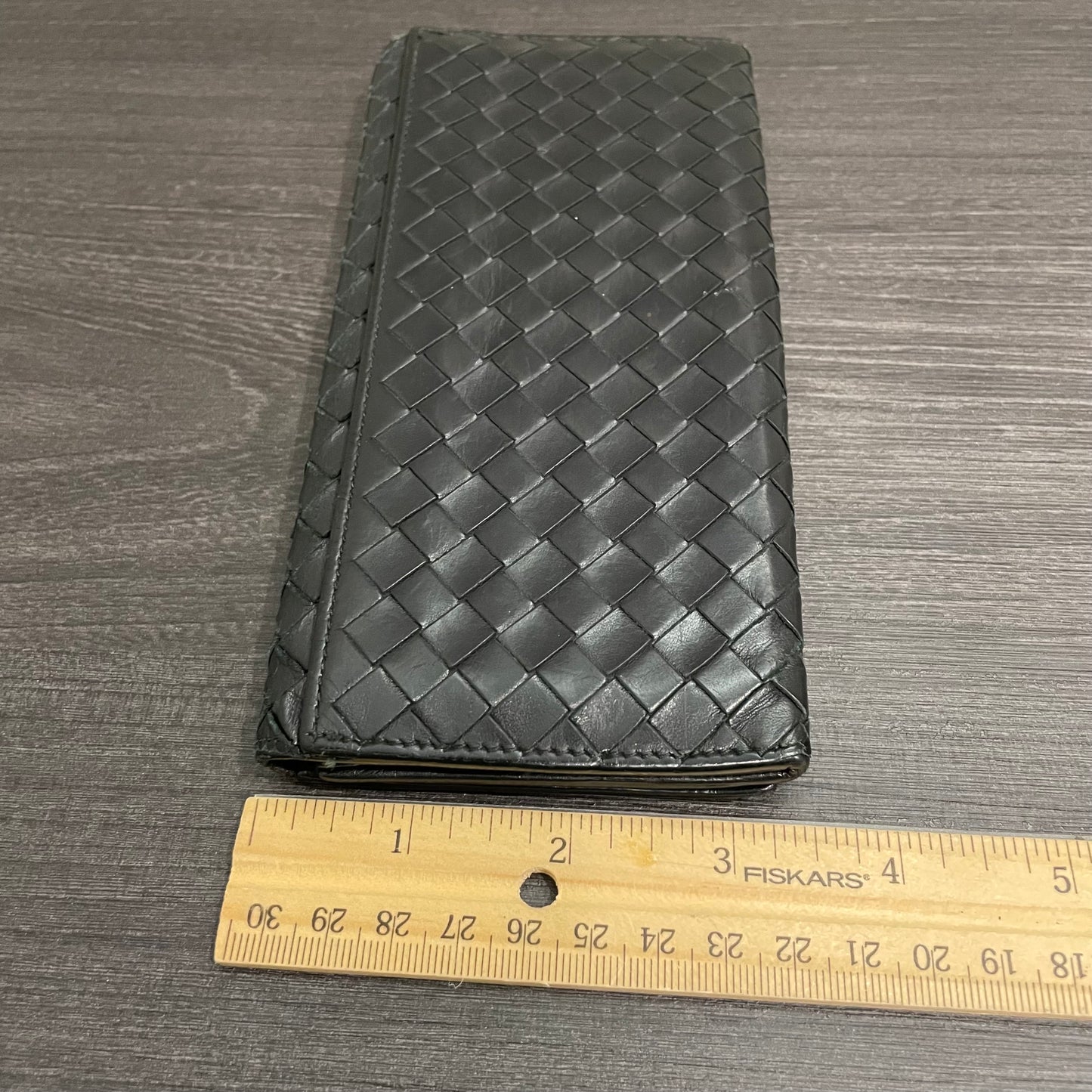 BOTTEGA VENETA Black Weave Leather Wallet