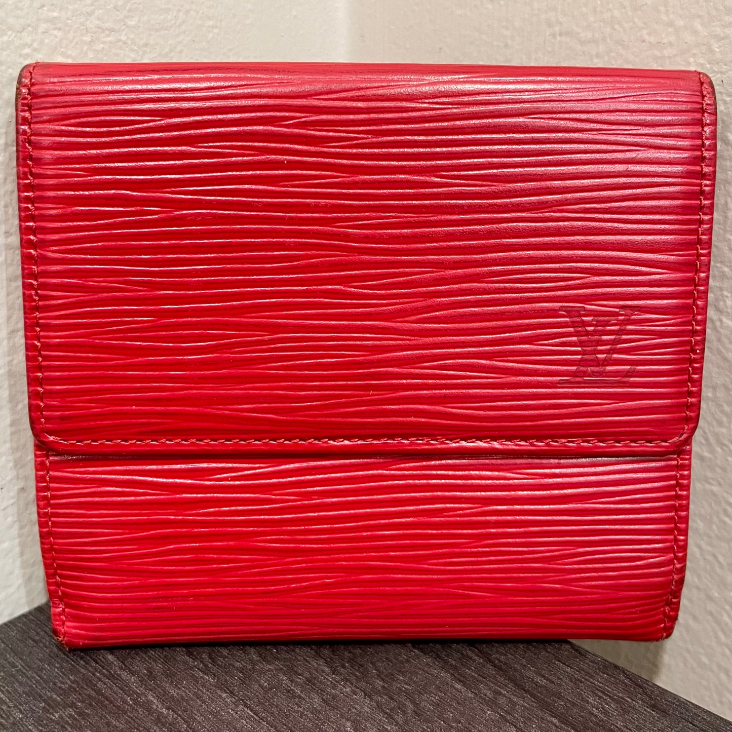 LOUIS VUITTON Red Epi Leather Compact Wallet