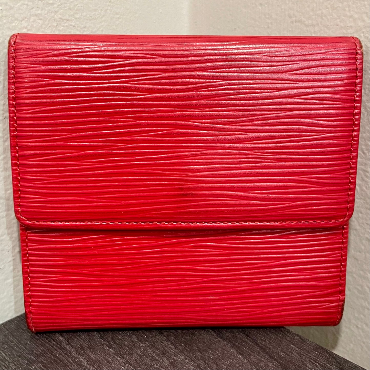 LOUIS VUITTON Red Epi Leather Compact Wallet