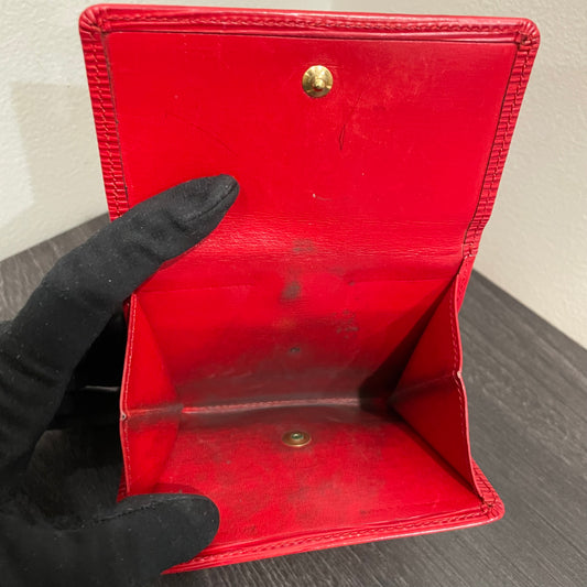 LOUIS VUITTON Red Epi Leather Compact Wallet