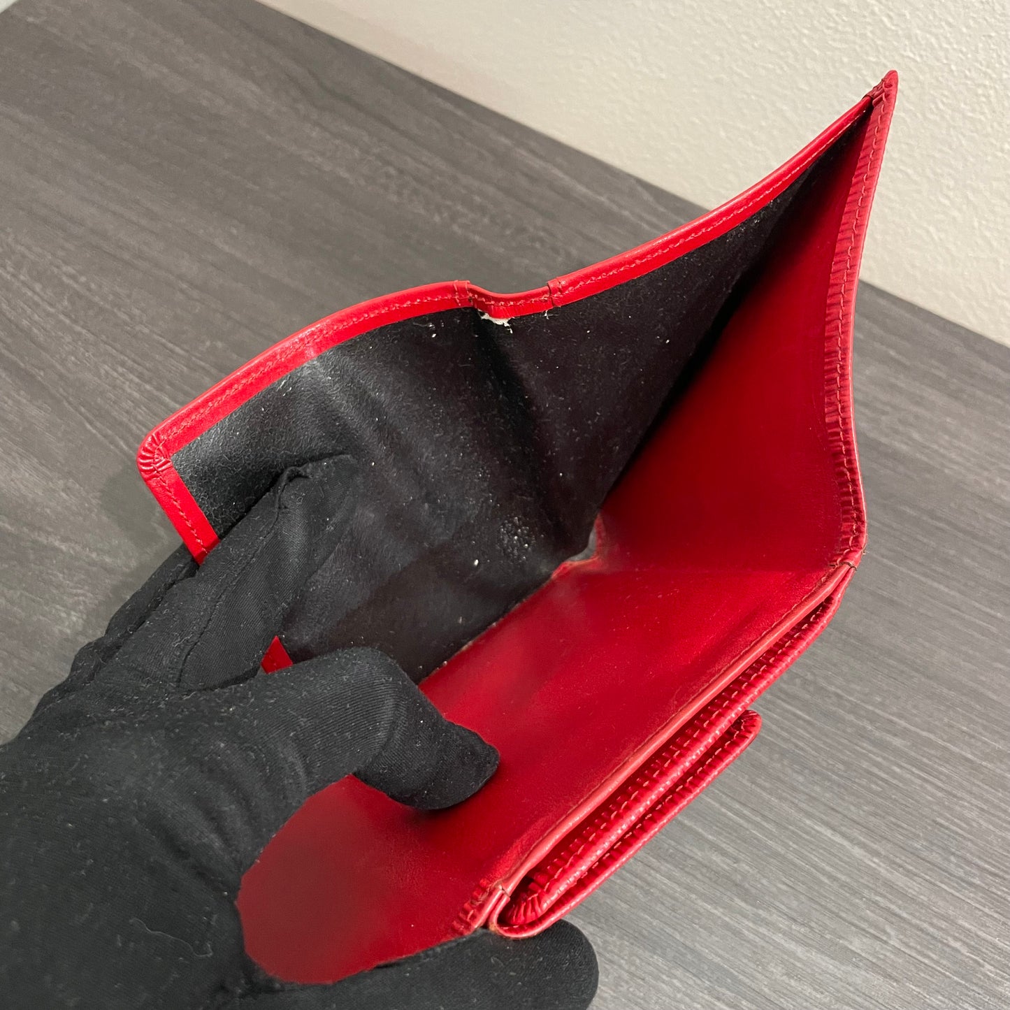 LOUIS VUITTON Red Epi Leather Compact Wallet