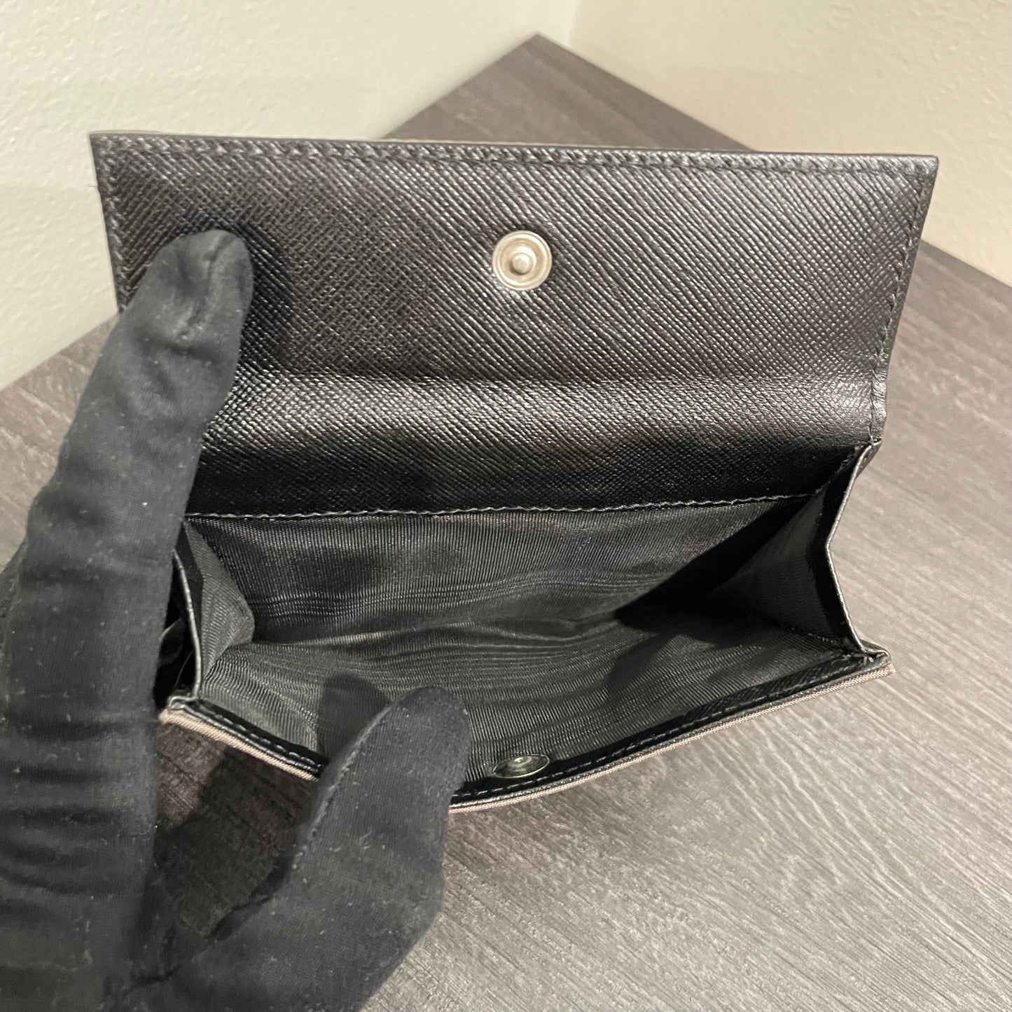 PRADA Gray Compact Wallet