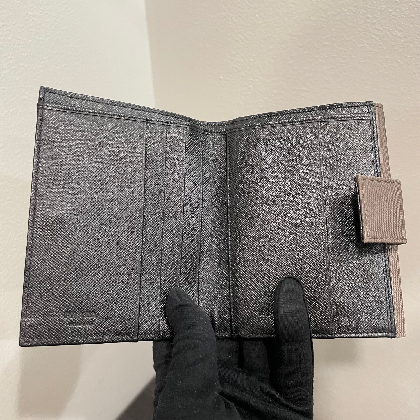 PRADA Gray Compact Wallet