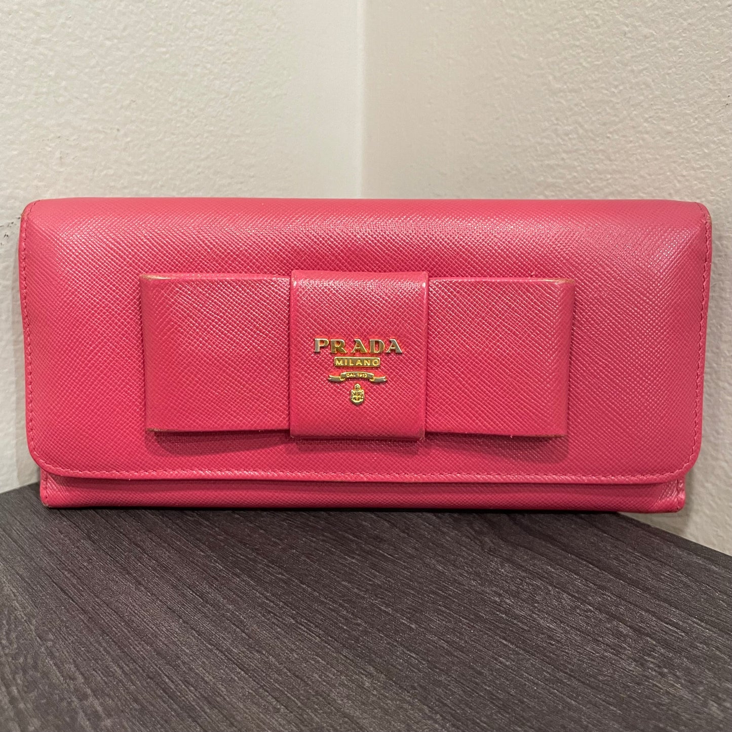 PRADA Pink Leather Long Wallet