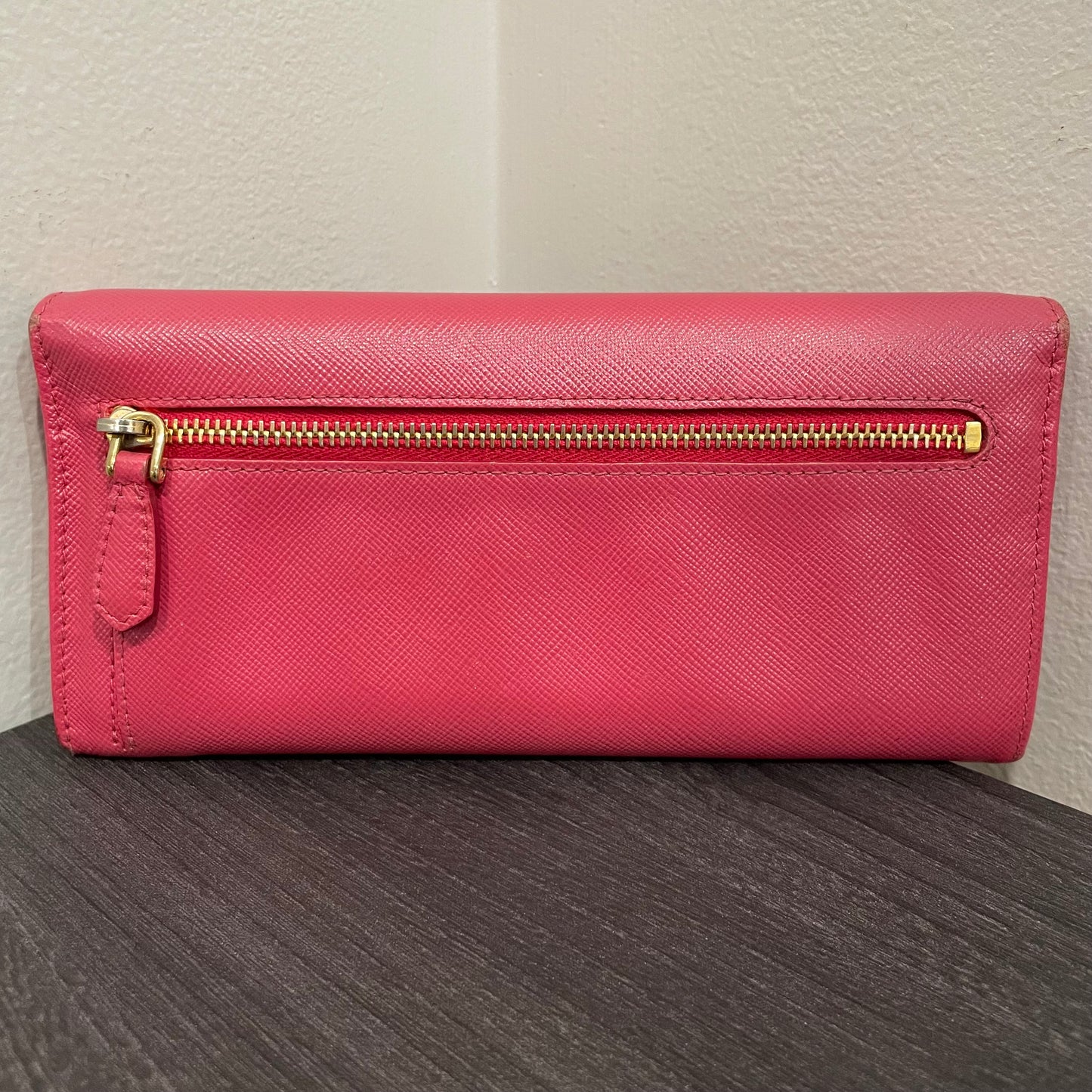 PRADA Pink Leather Long Wallet