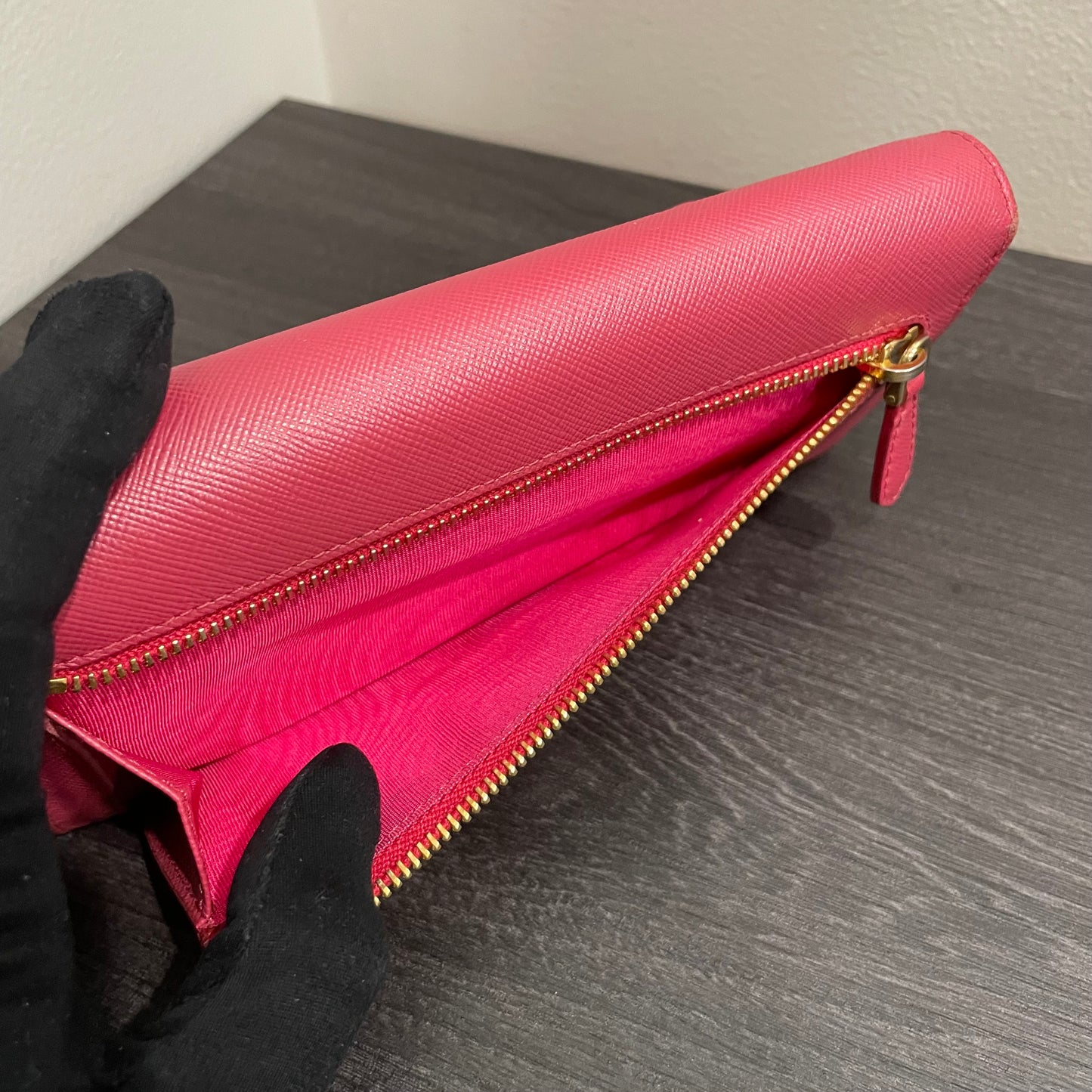 PRADA Pink Leather Long Wallet